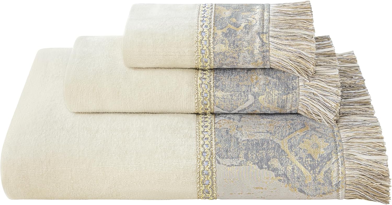 Loom and Mill Luxury Velour Cotton Towel Set 3-Piece