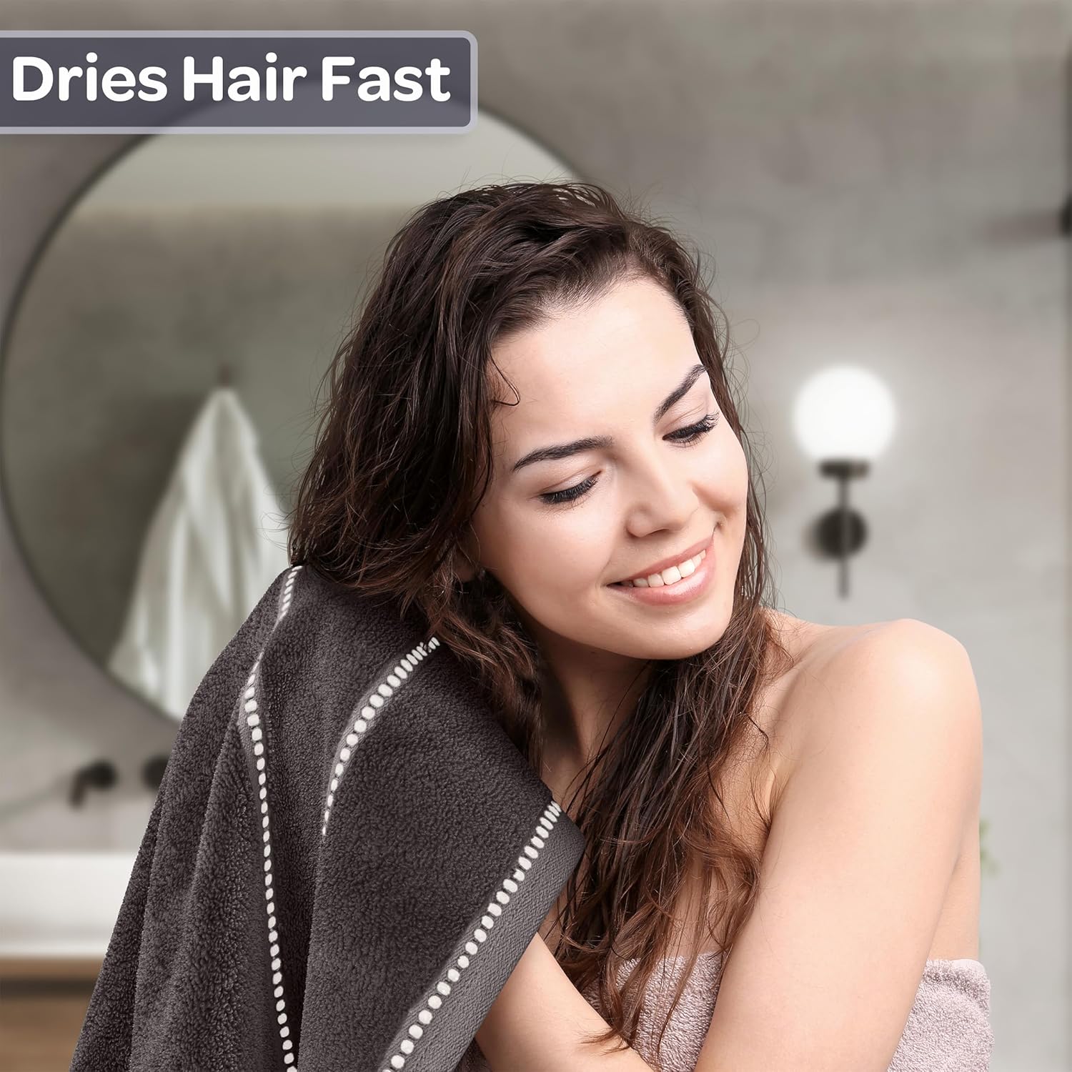 Lavish Home 6 Piece Towel Set - Charcoal Gray 1