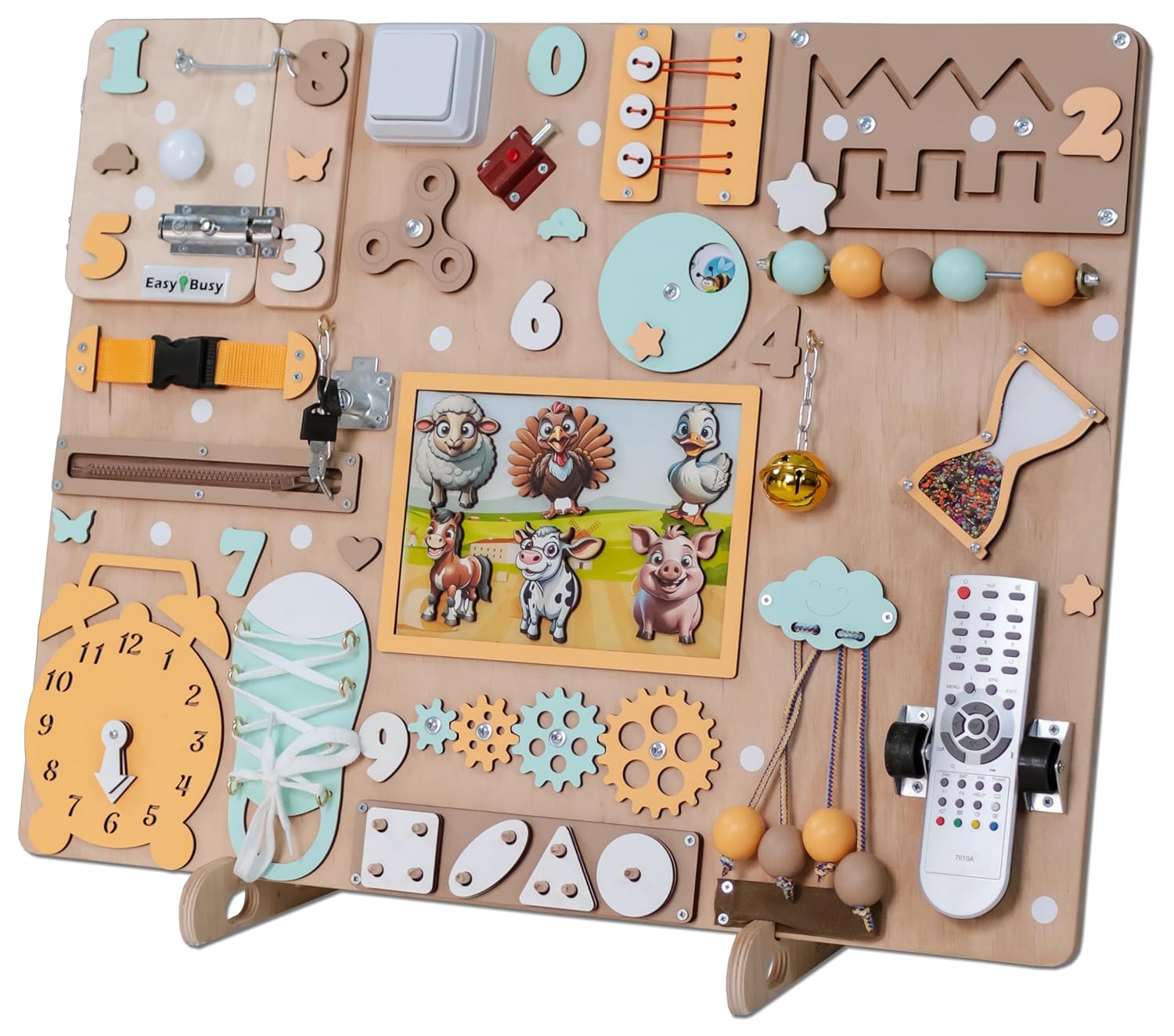 EasyBusy4kids Farm Animal Busy Board for Toddlers 1-4 Years 1