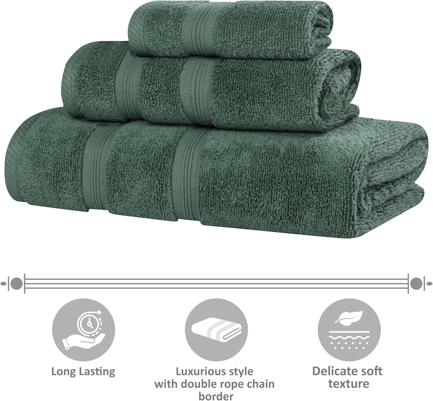 Superior 6-Piece Cotton Towel Set Forest Green 1