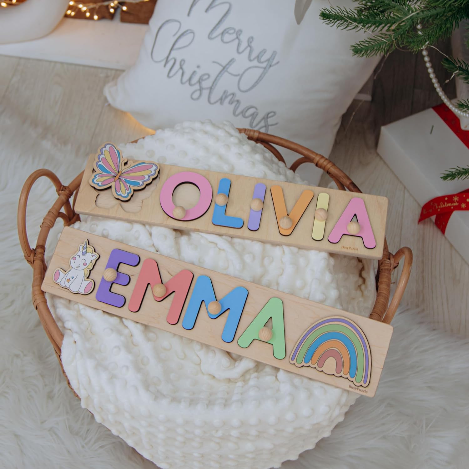 Personalized Wooden Name Puzzle with Pegs Montessori Toy
