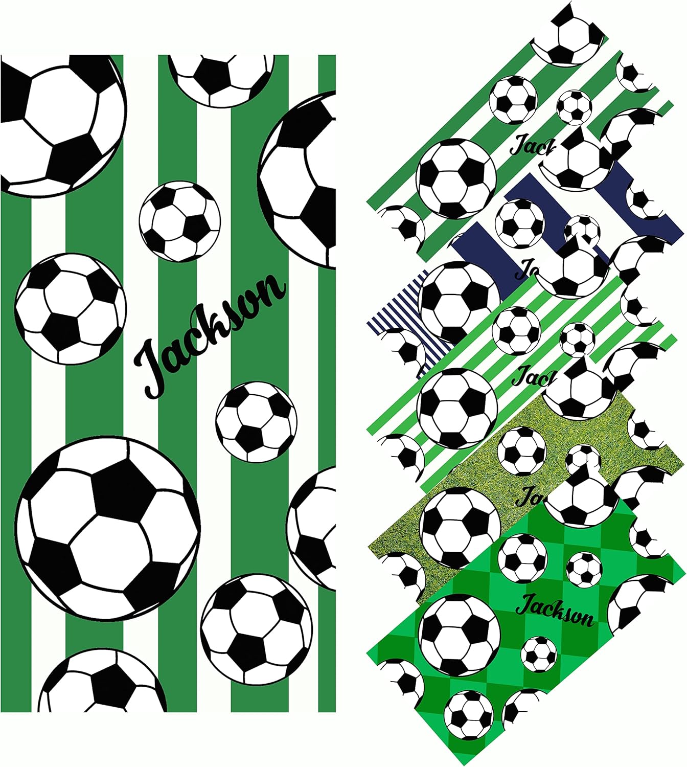 Personalized Soccer Football Beach Towel with Name for Kids