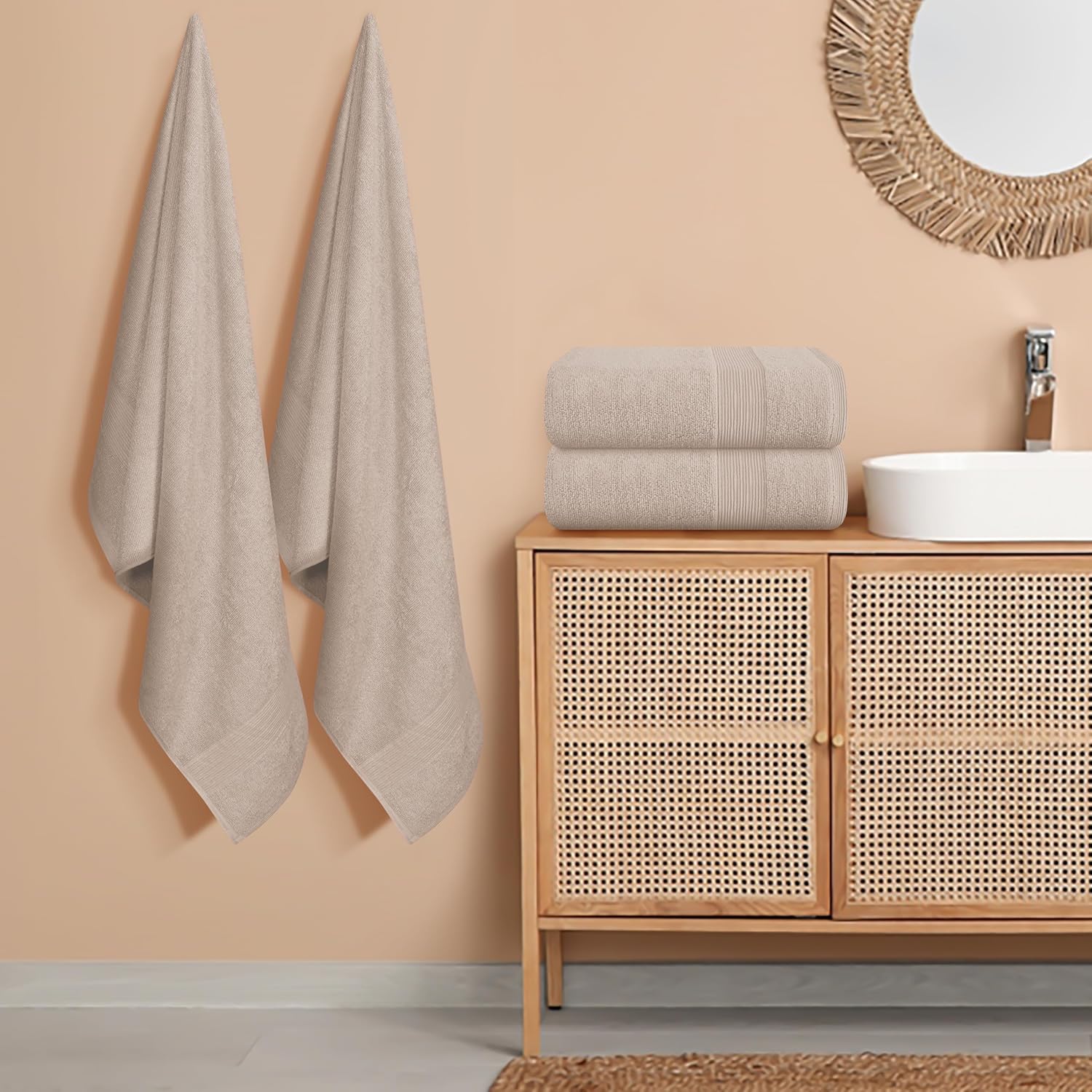 Belizzi Home 4 Pack Bath Towel Set 27x54 Tan