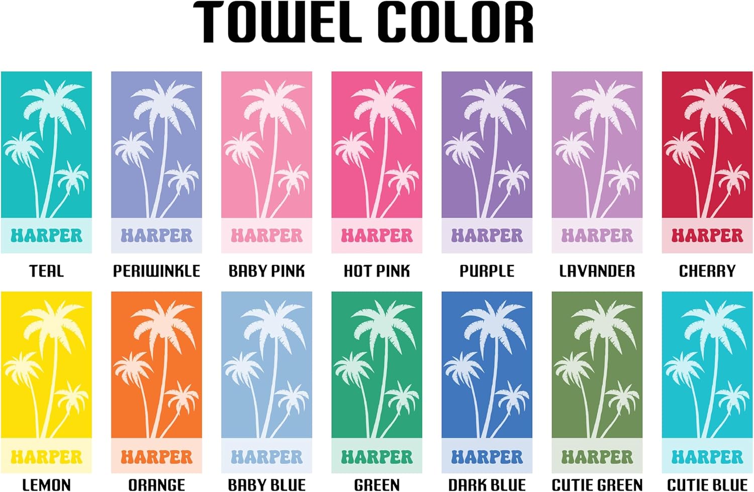 Personalized Beach Towel with Name and Palm Tree Design