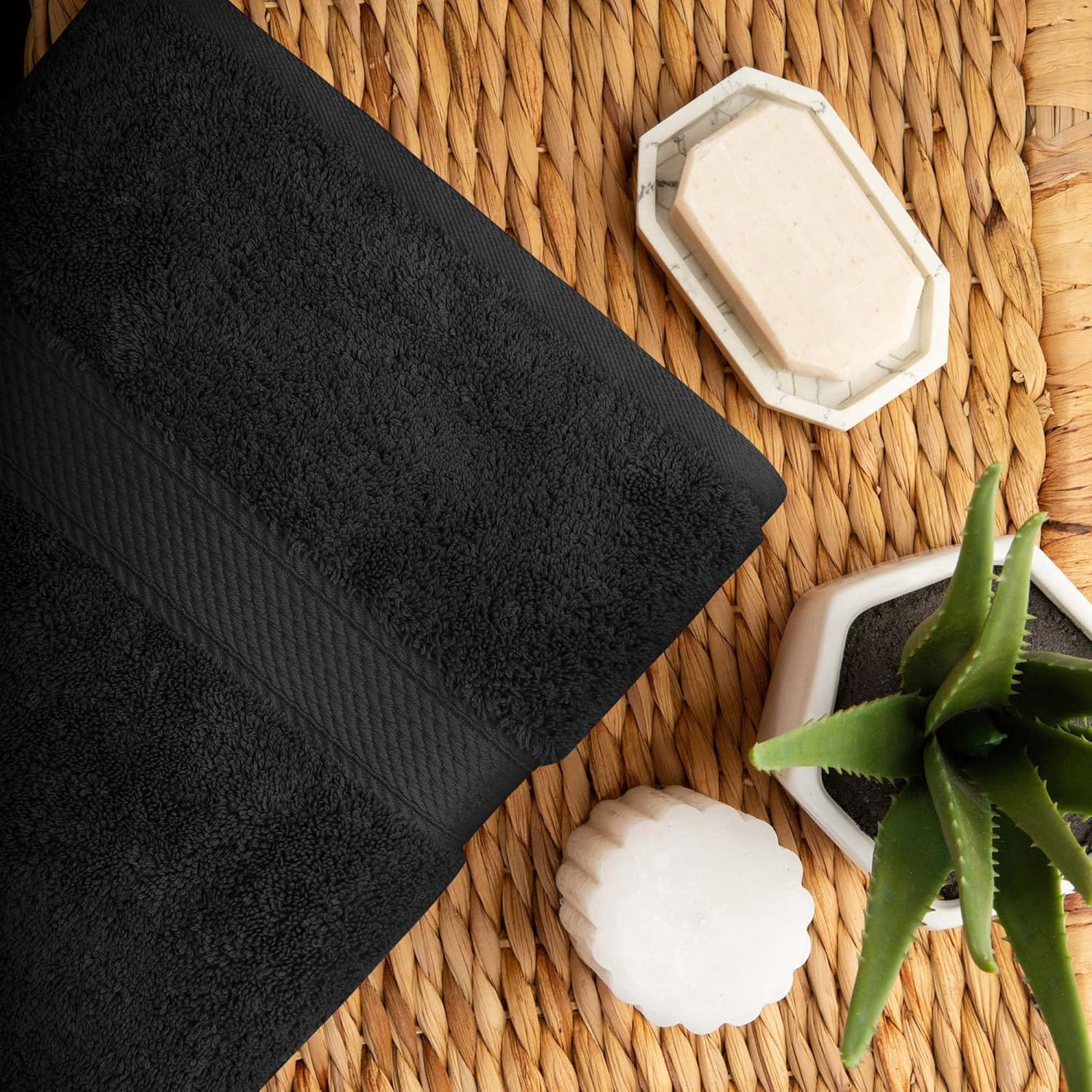 Superior Egyptian Cotton 10-Piece Towel Set - Black