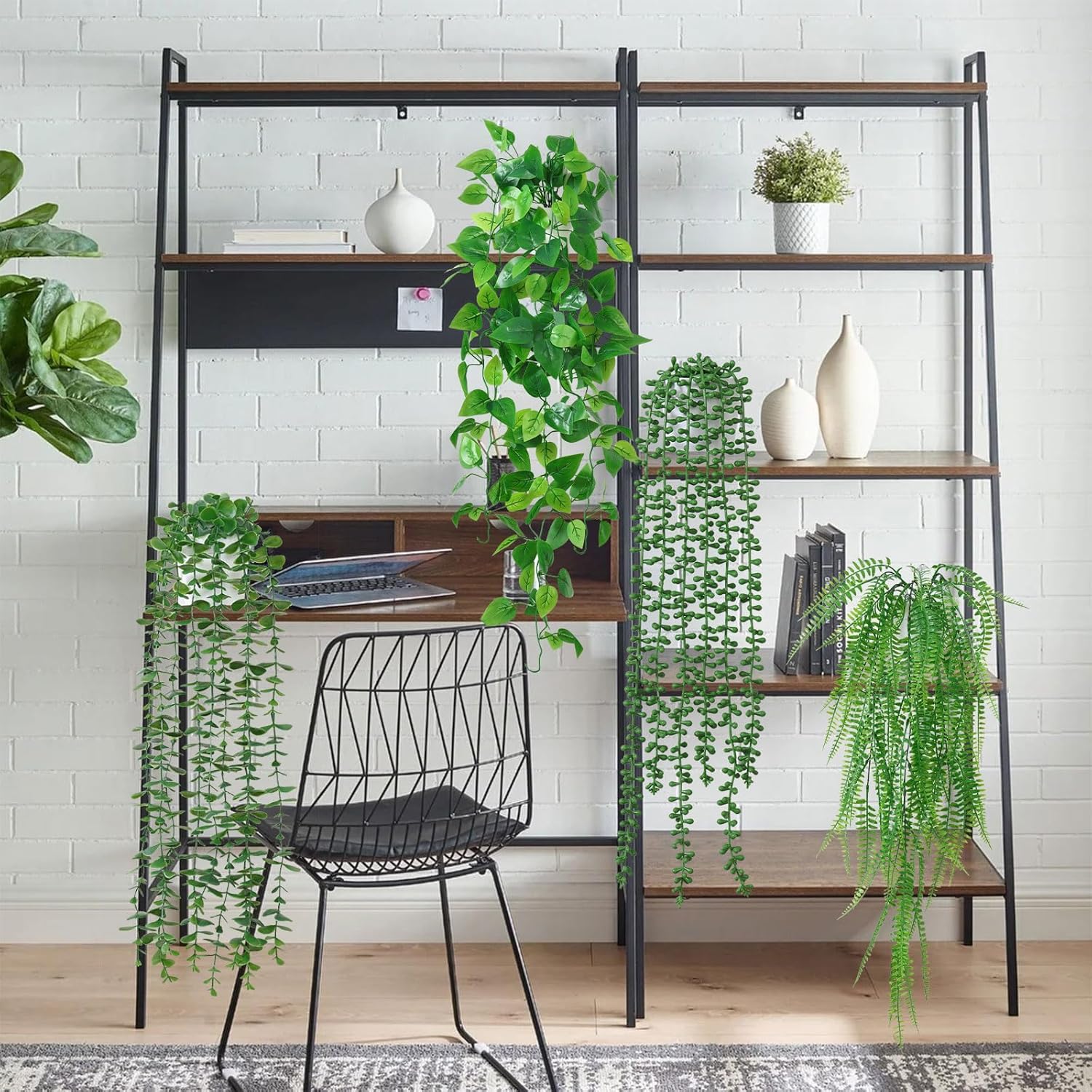Dremisland 4 Pack Artificial Hanging Plants with Pots