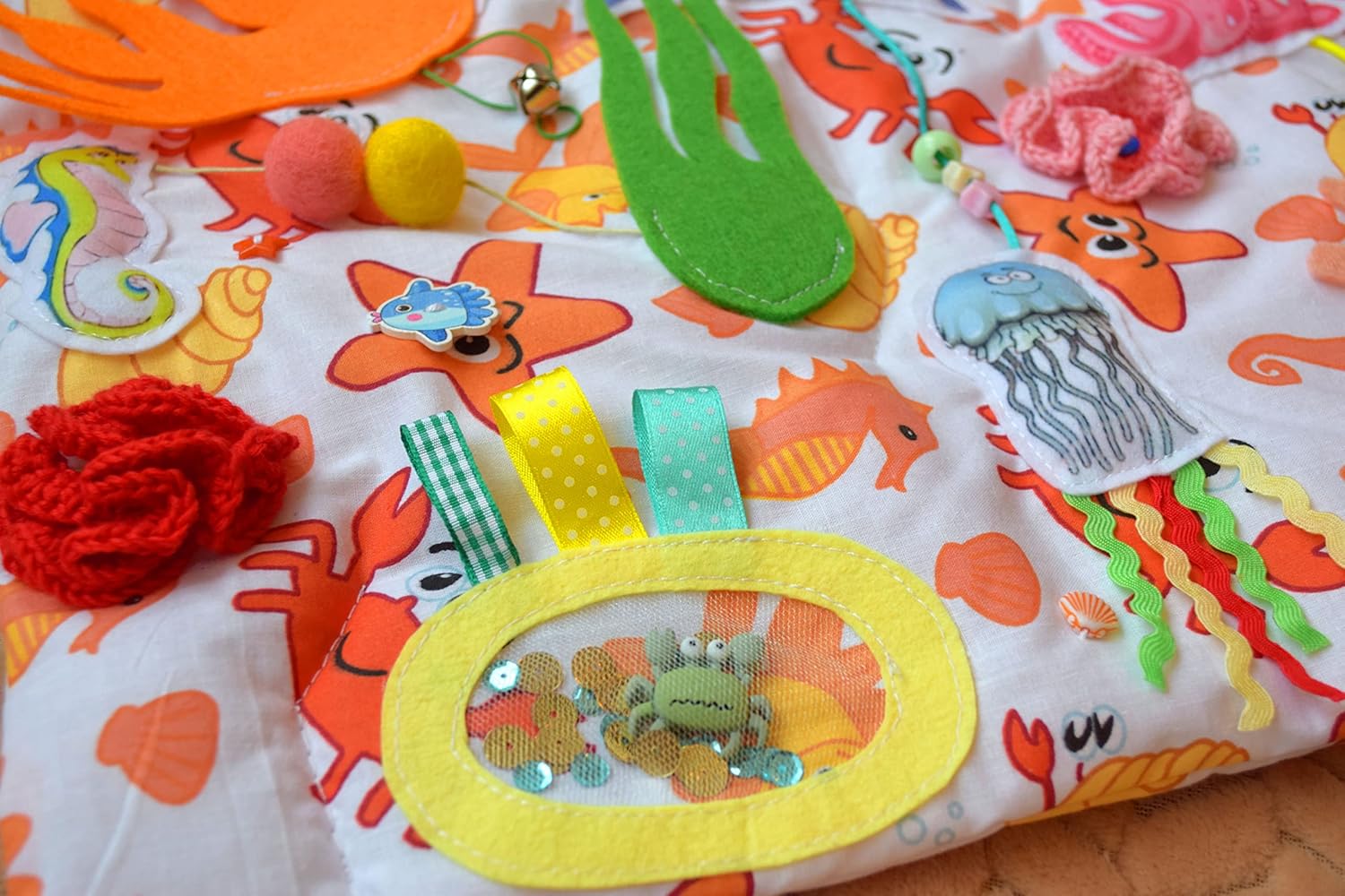 Ocean Play Mat with Tactile Surfaces for Kids