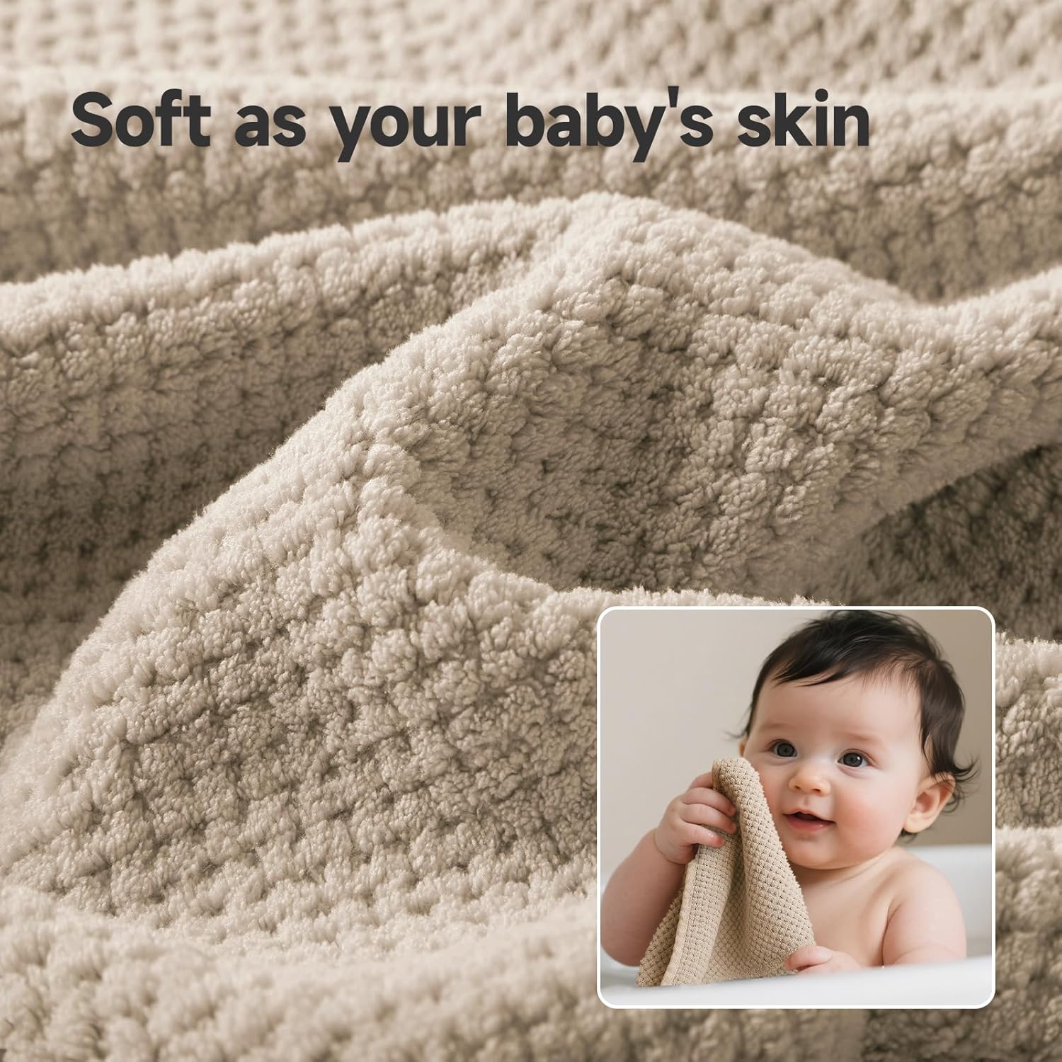 REDKISS 6-Piece Bath Towel Set - Camel Ultra-Fiber No Lint