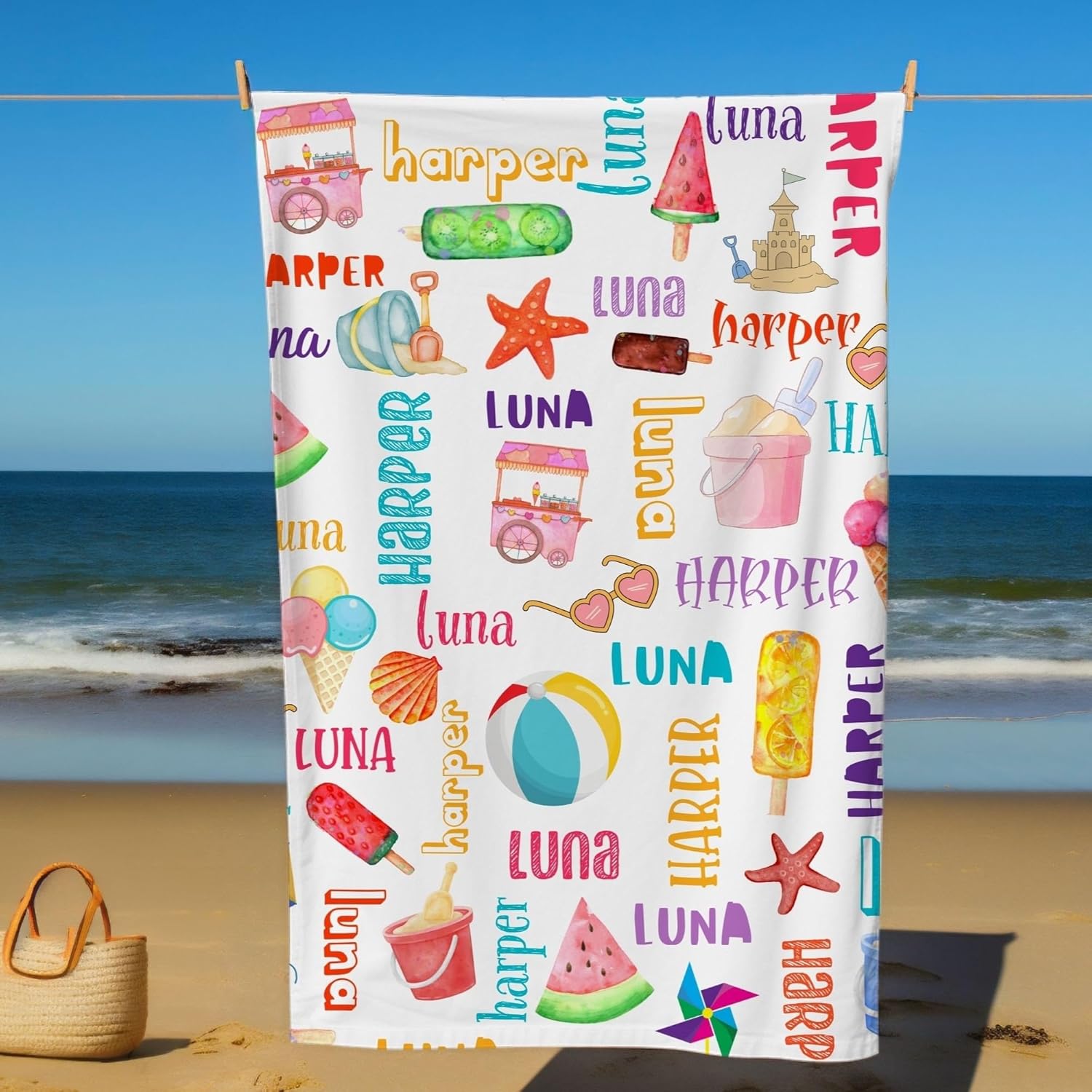 Custom Ice Cream Beach Towel for Kids