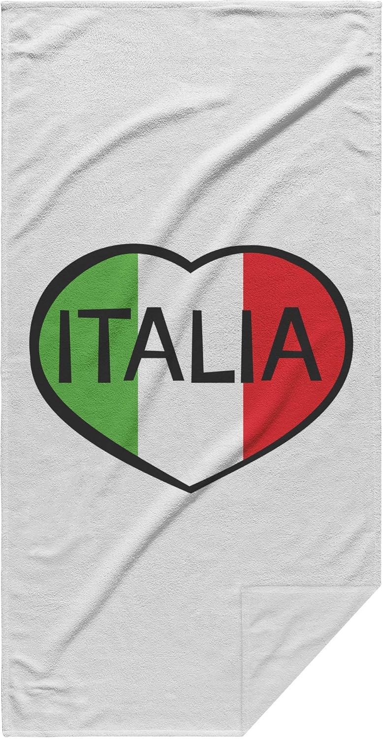 Large Microfiber Beach Towel with Italia Heart Design