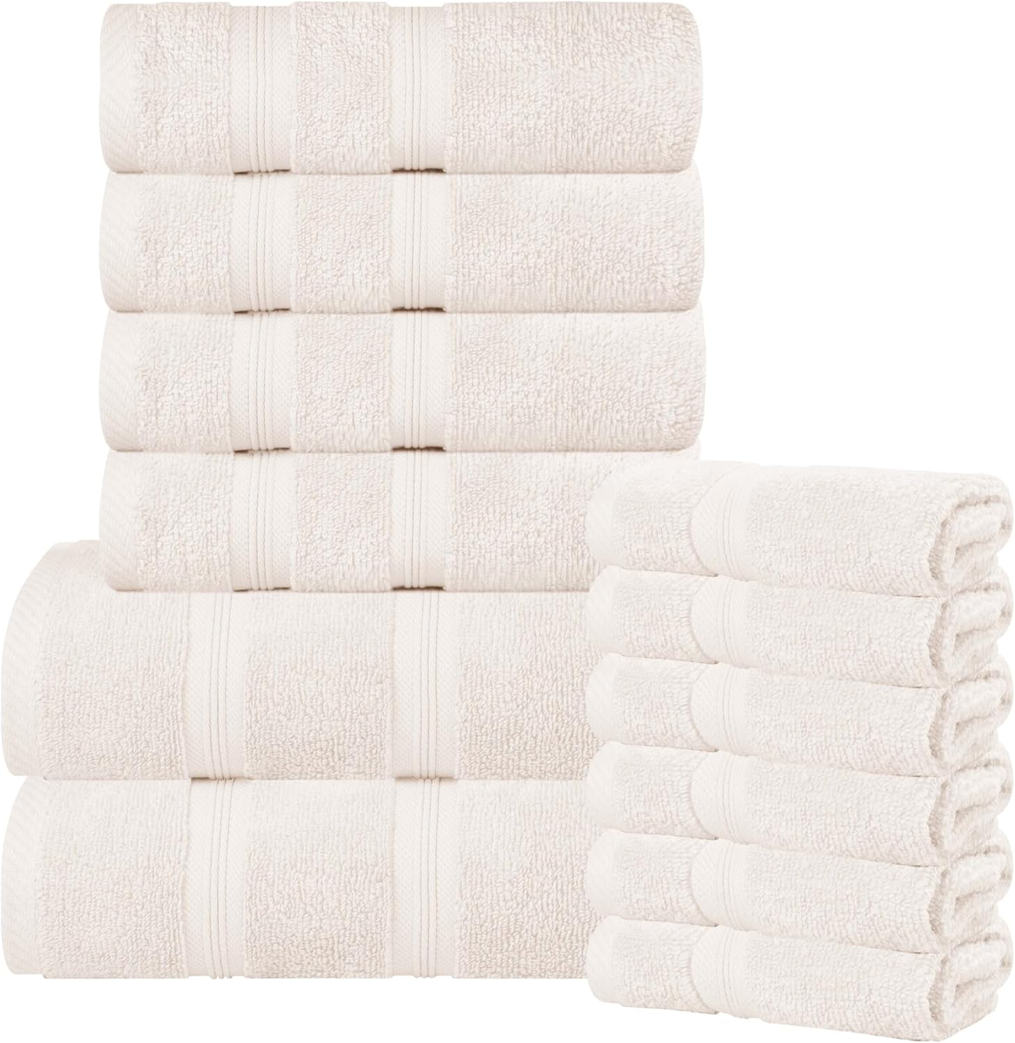 Superior 12-Piece Cotton Towel Set Ivory 1