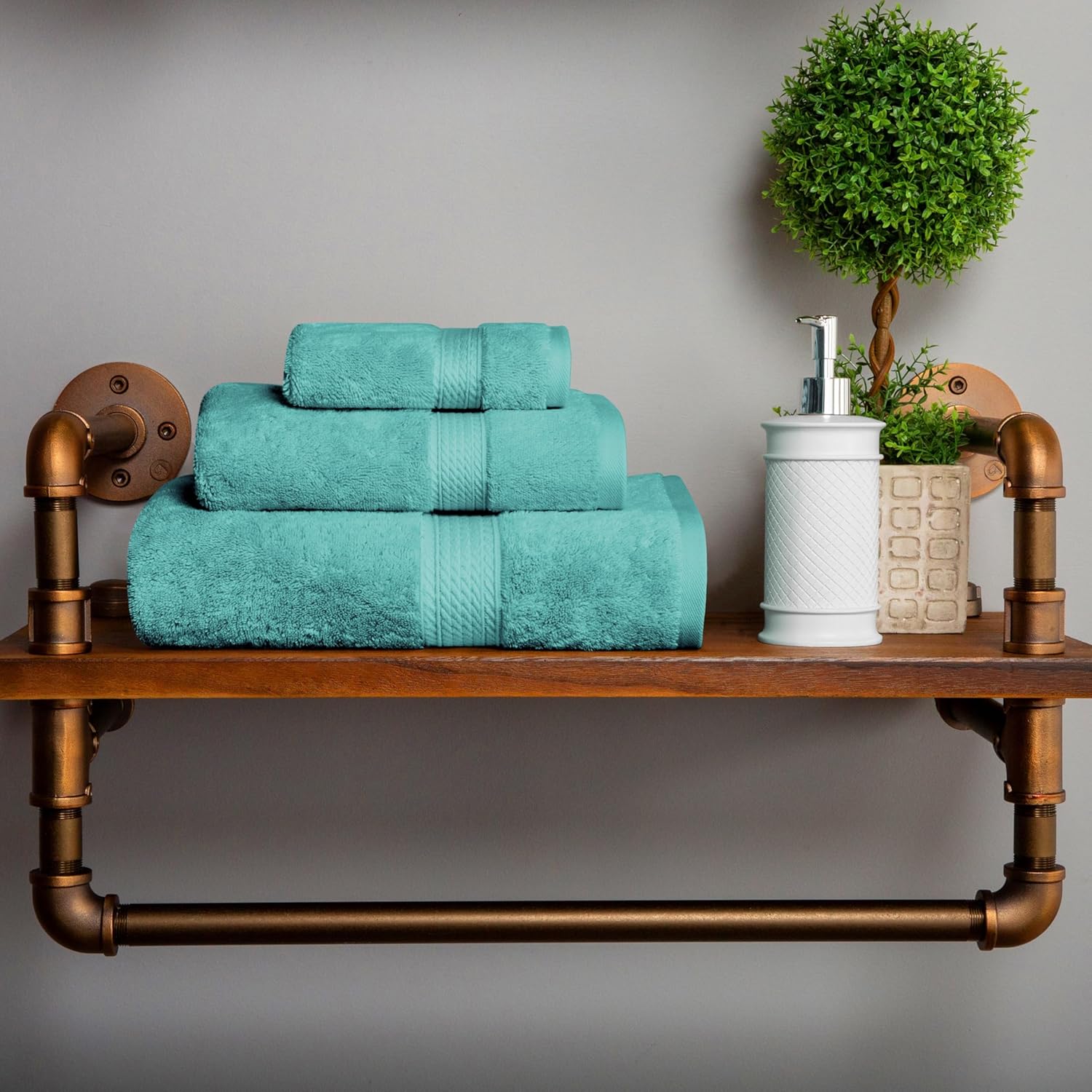 Superior Madison Turquoise Egyptian Cotton 3-Piece Towel Set