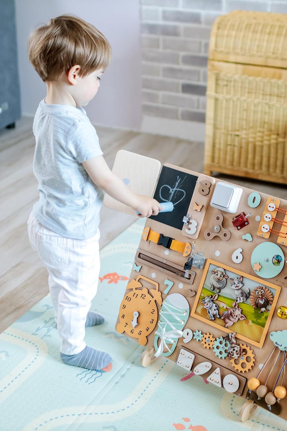 EasyBusy4kids Farm Animal Busy Board for Toddlers 1-4 Years 1