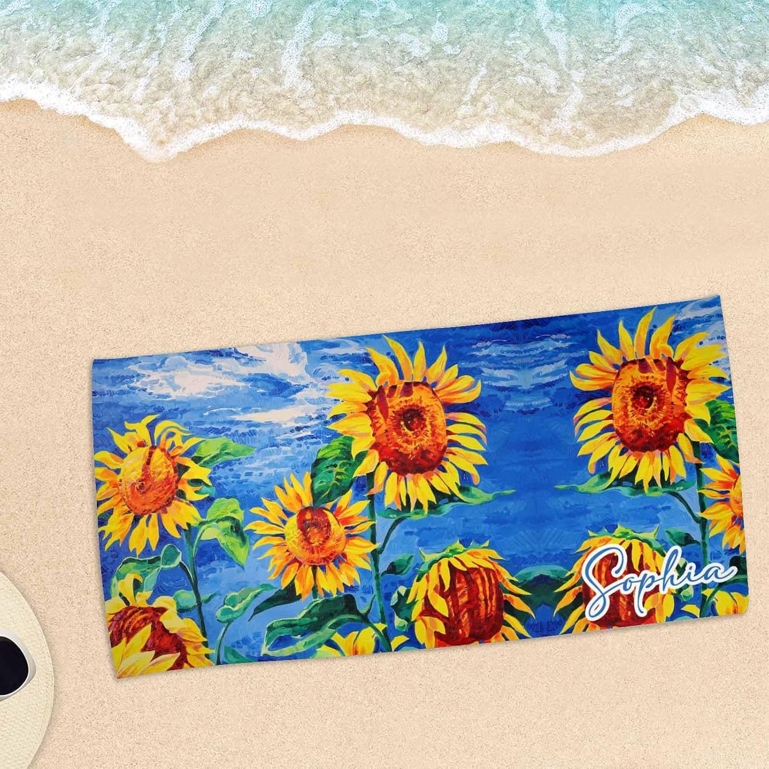 Personalized Beach Towel with Initials for Men Women Kids