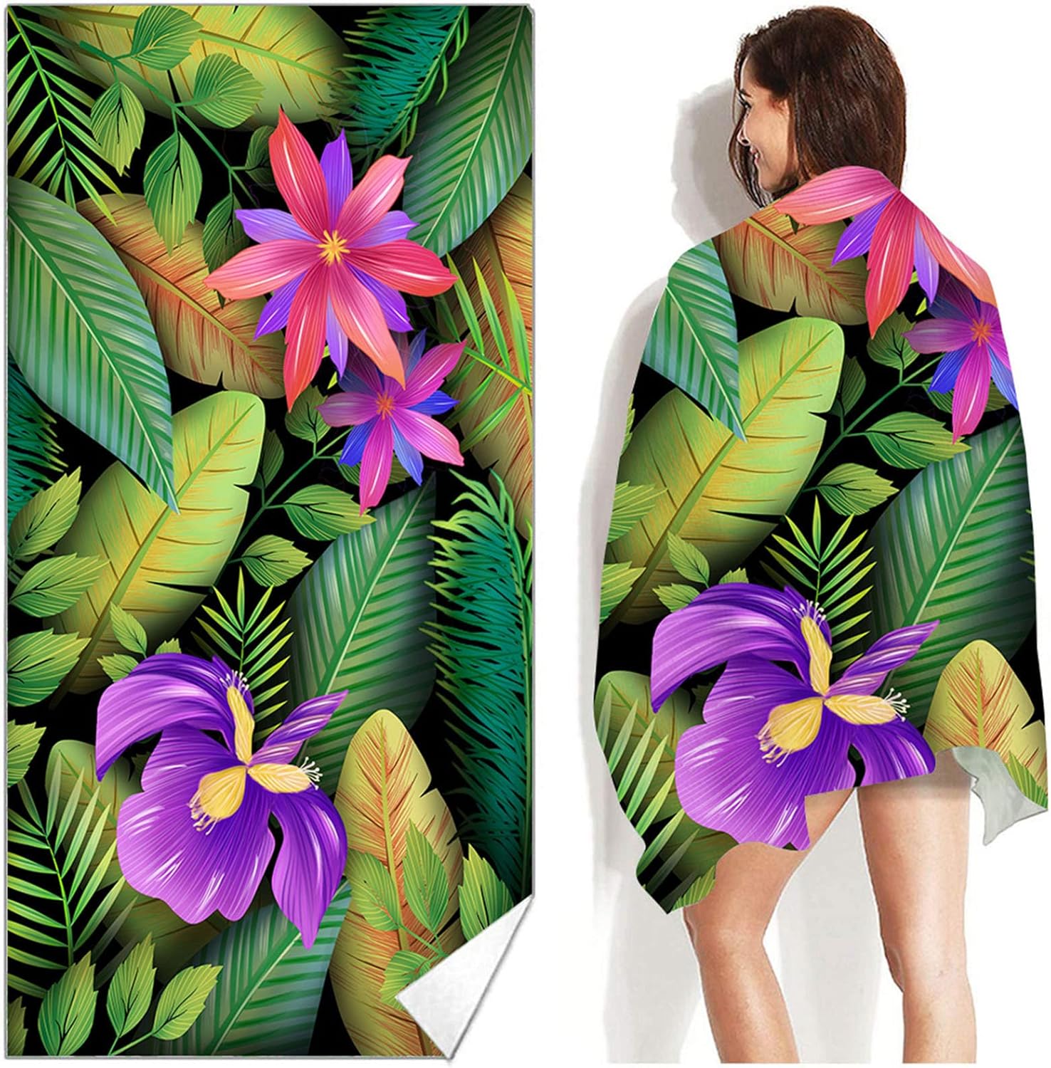 Longaoa Microfiber Beach Towel Quick Dry Super Absorbent 275X551 inch