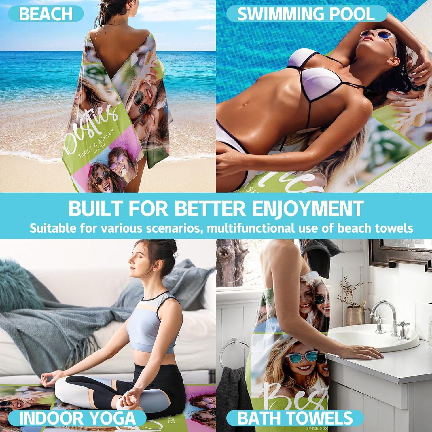 Custom Photo Beach Towel for Kids Adults