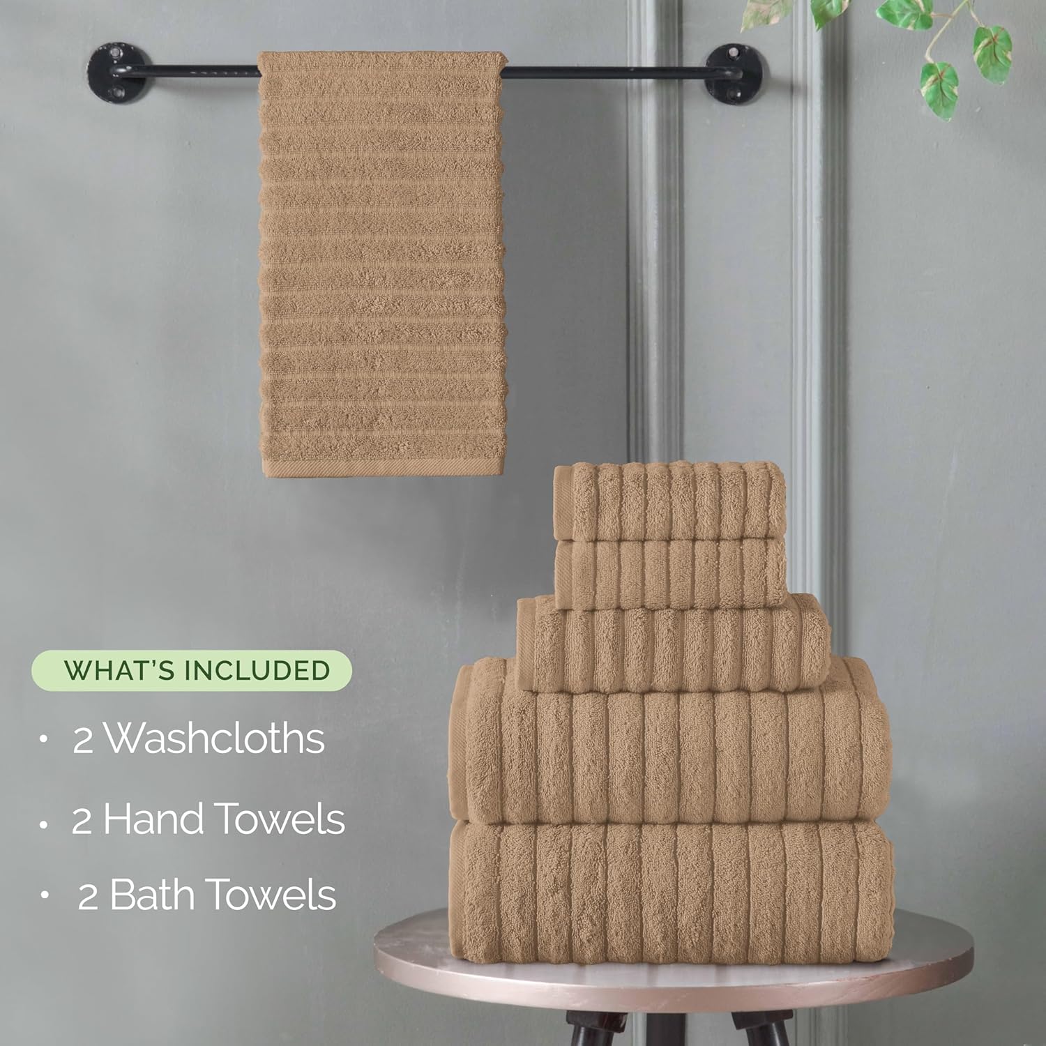 Elegant Comfort 6-Piece Turkish Cotton Towel Set Taupe