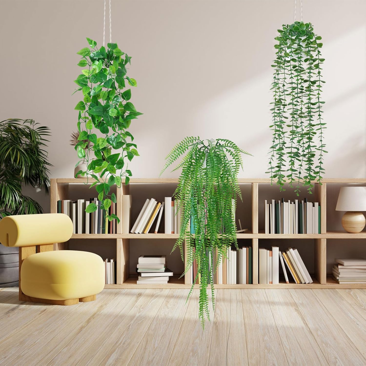 Dremisland 4 Pack Artificial Hanging Plants with Pots