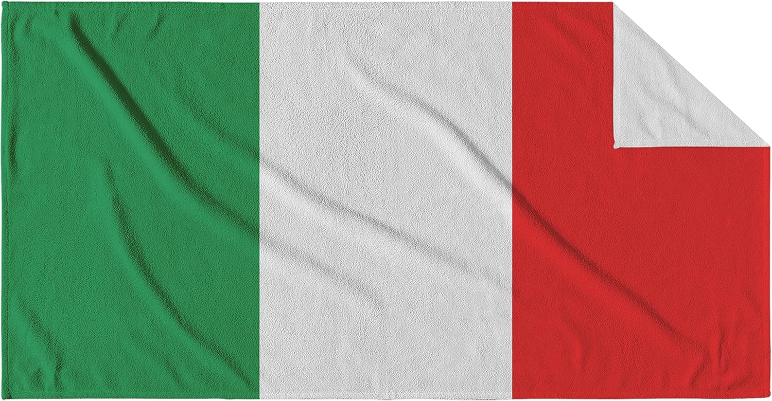 Italian Flag Microfiber Beach Towel - 30x60 inches Soft Quick Dry
