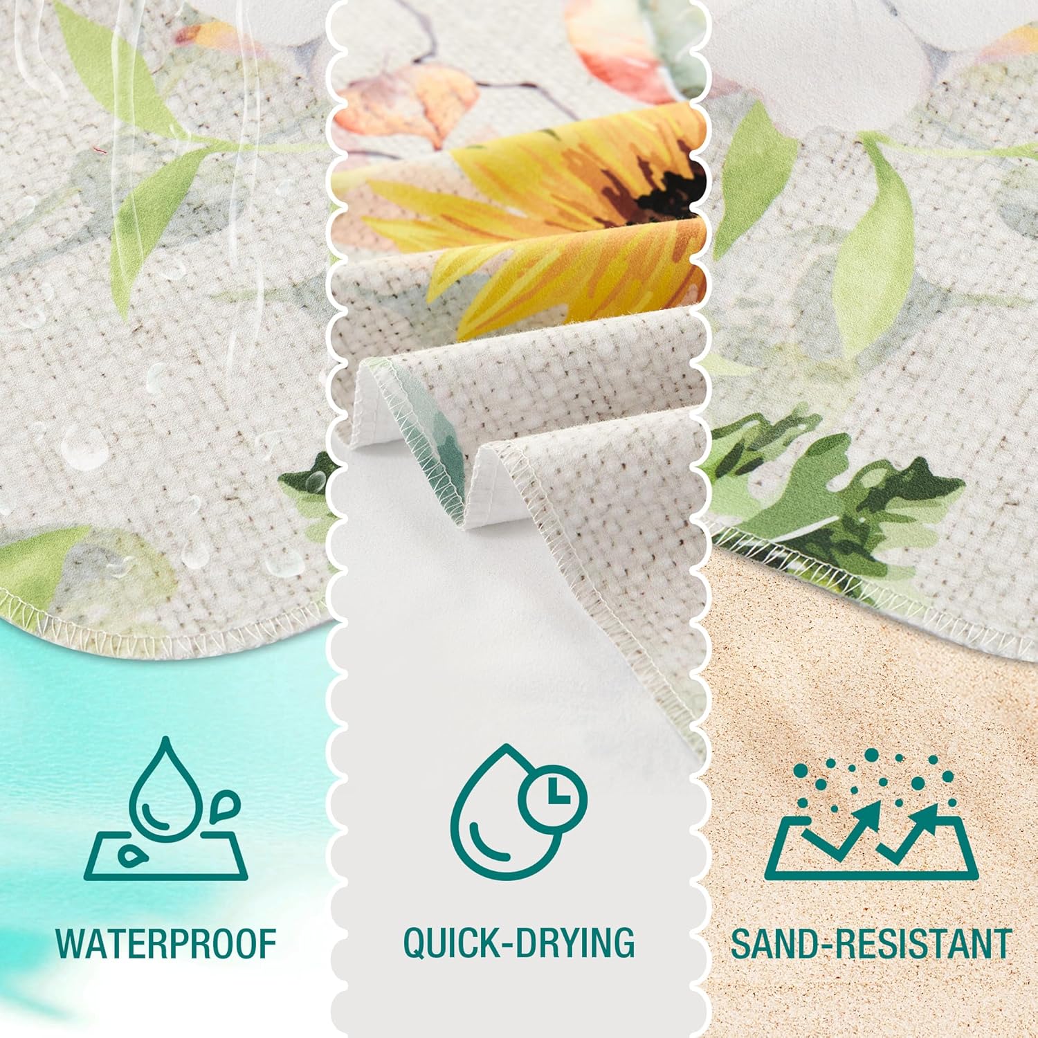 HYSEAS Ultra-Thin Sand-Free Beach Towel 63x35 Quick Dry for Adults