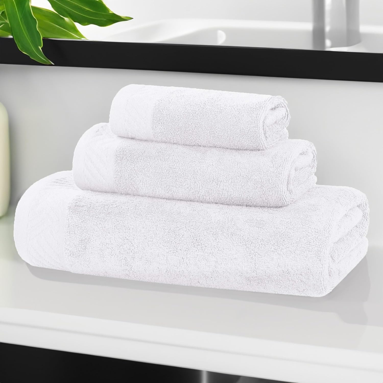 Superior Basketweave Egyptian Cotton 3-Piece Towel Set