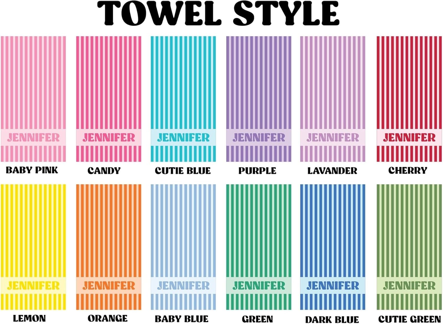 Personalized Beach Towel with Name - Custom Striped Design