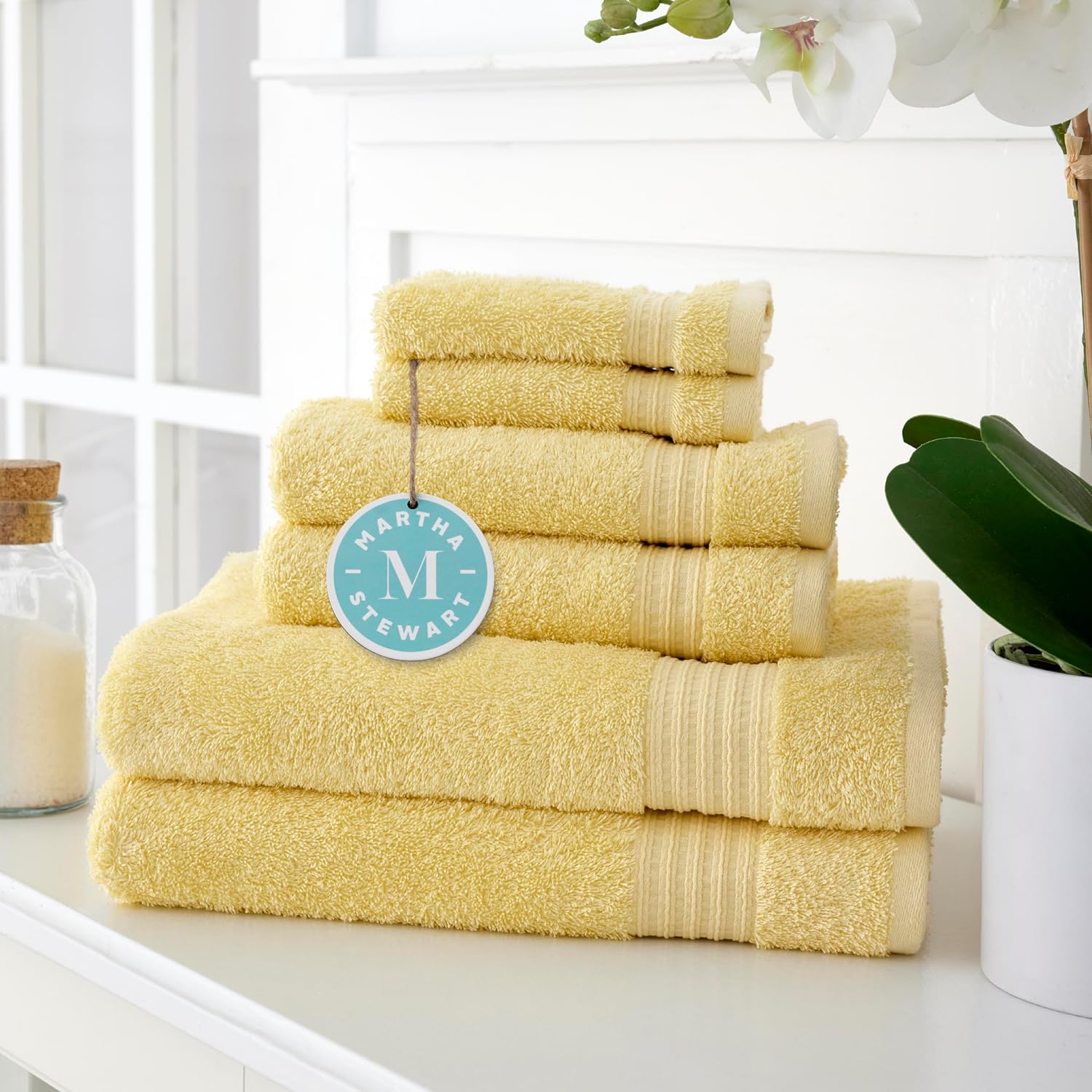 Martha Stewart Butter Yellow Egyptian Cotton Bath Towel Set - 6 Piece 1