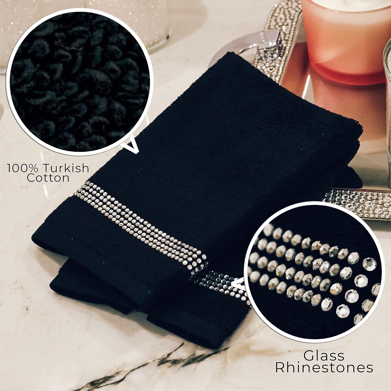 Sparkles Home Stripe Fingertip Towel Set of 2 Taupe
