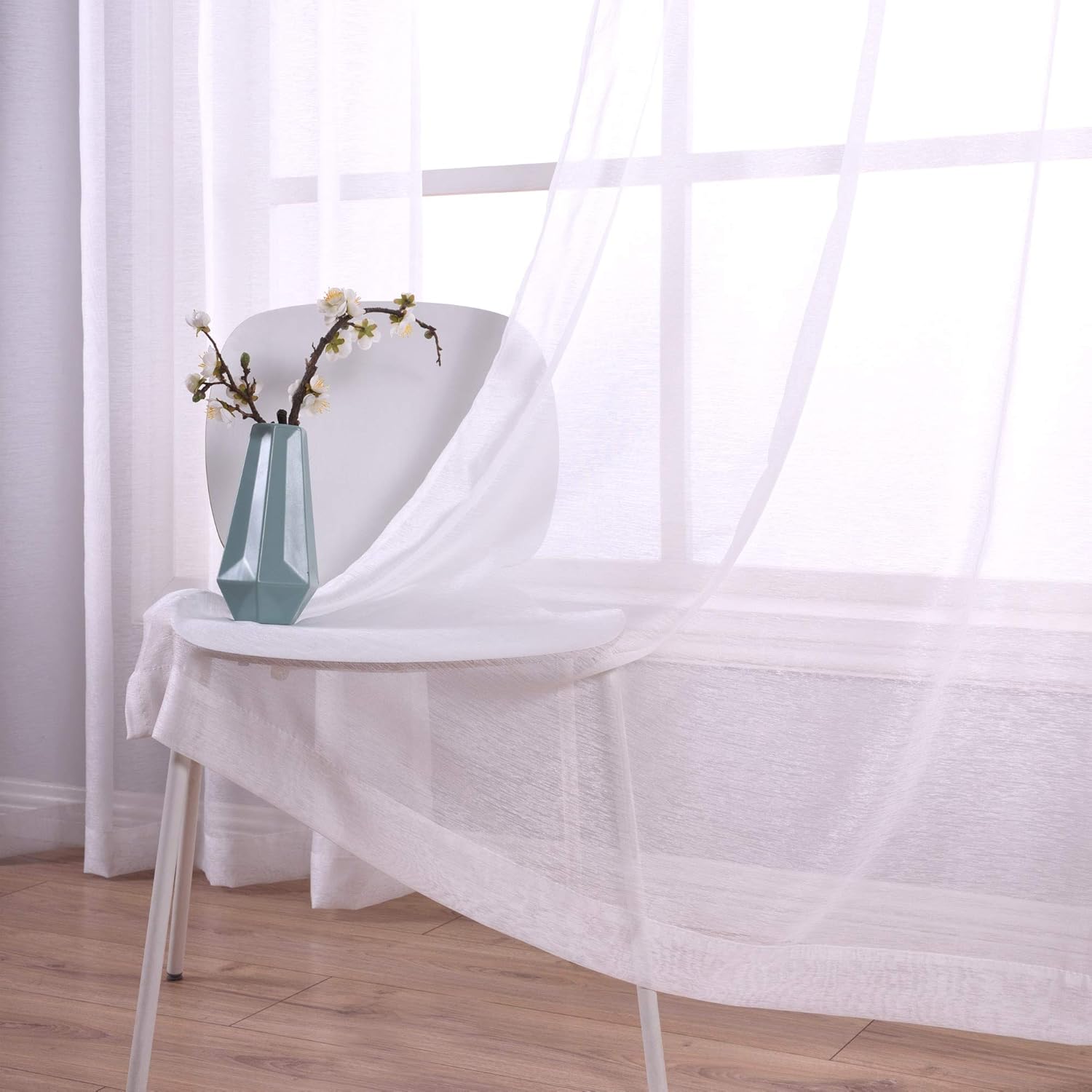 KOUFALL 96 Sheer Curtains White Grommet Set of 2 Panels