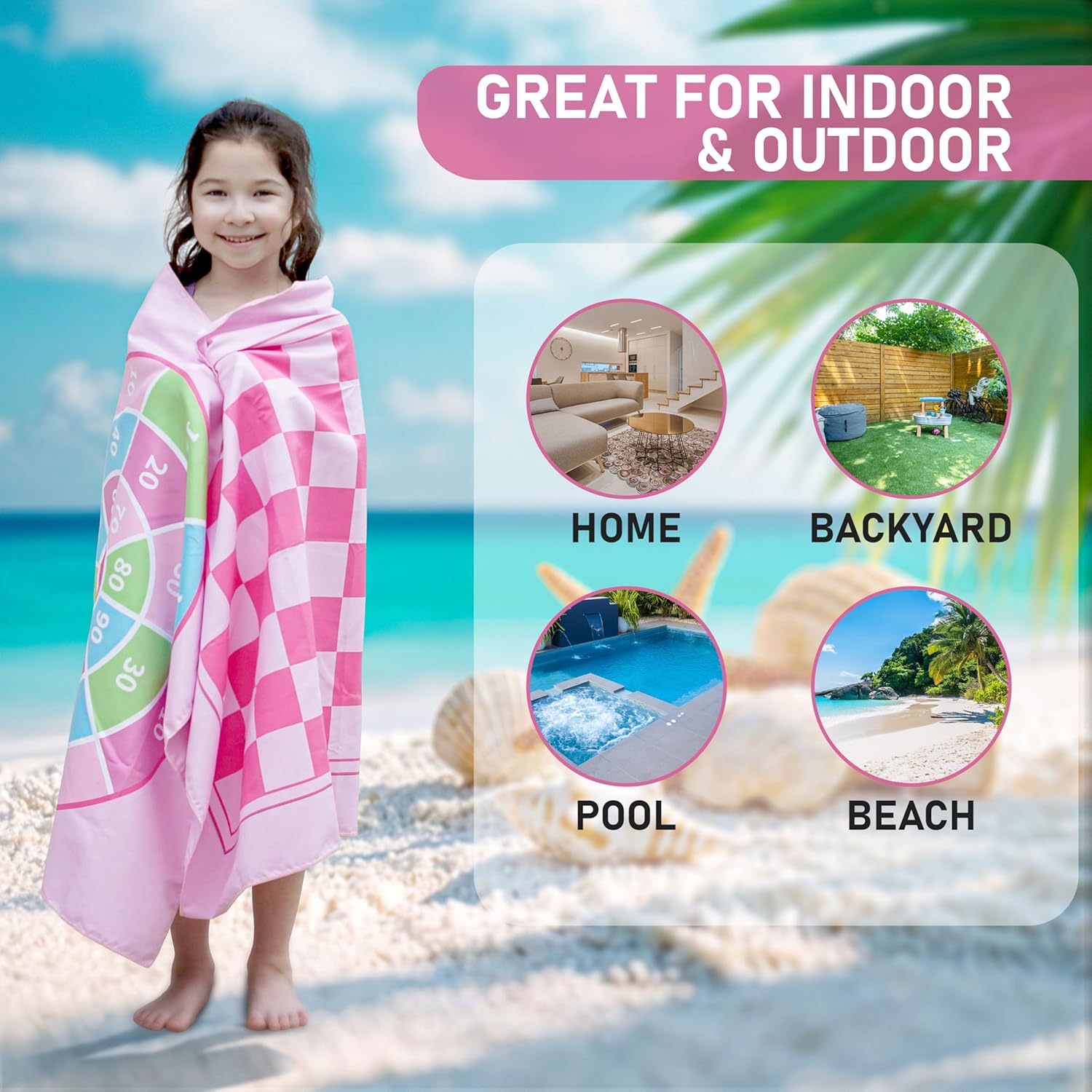 Kids Beach Towel with Game Print - Unicorn Fun Design