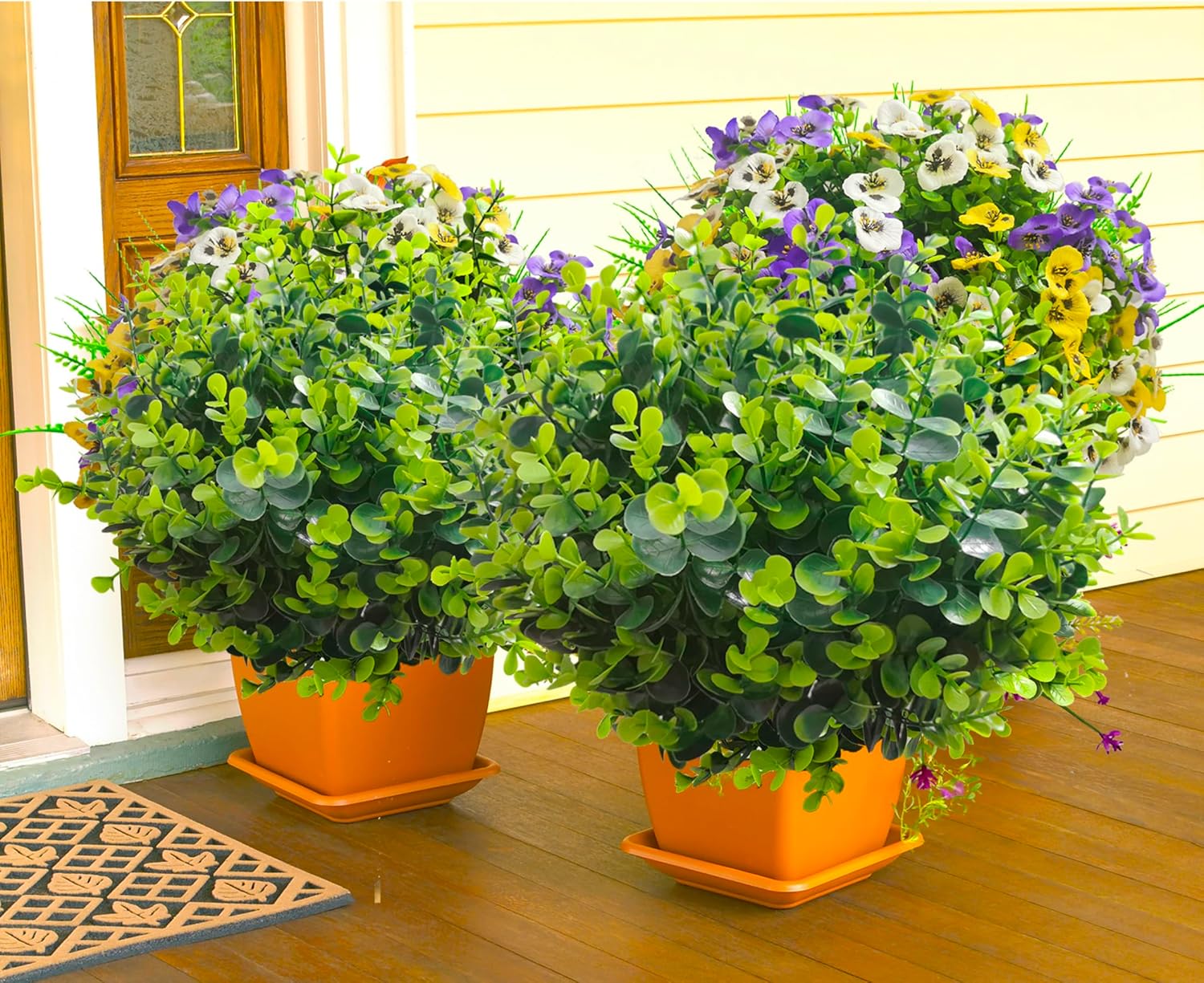 Thinktral Artificial Flowers for Outdoors 16 Pcs UV Resistant Fake Plants