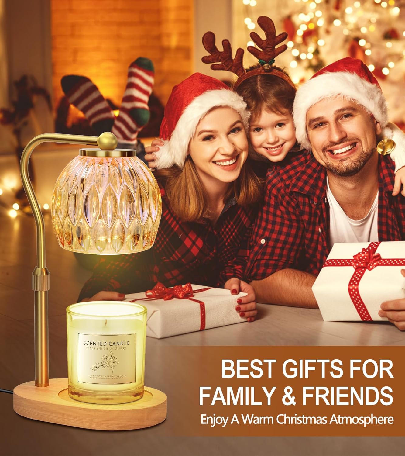Elegant Adjustable Gold Candle Warmer Lamp with Timer Dimmer