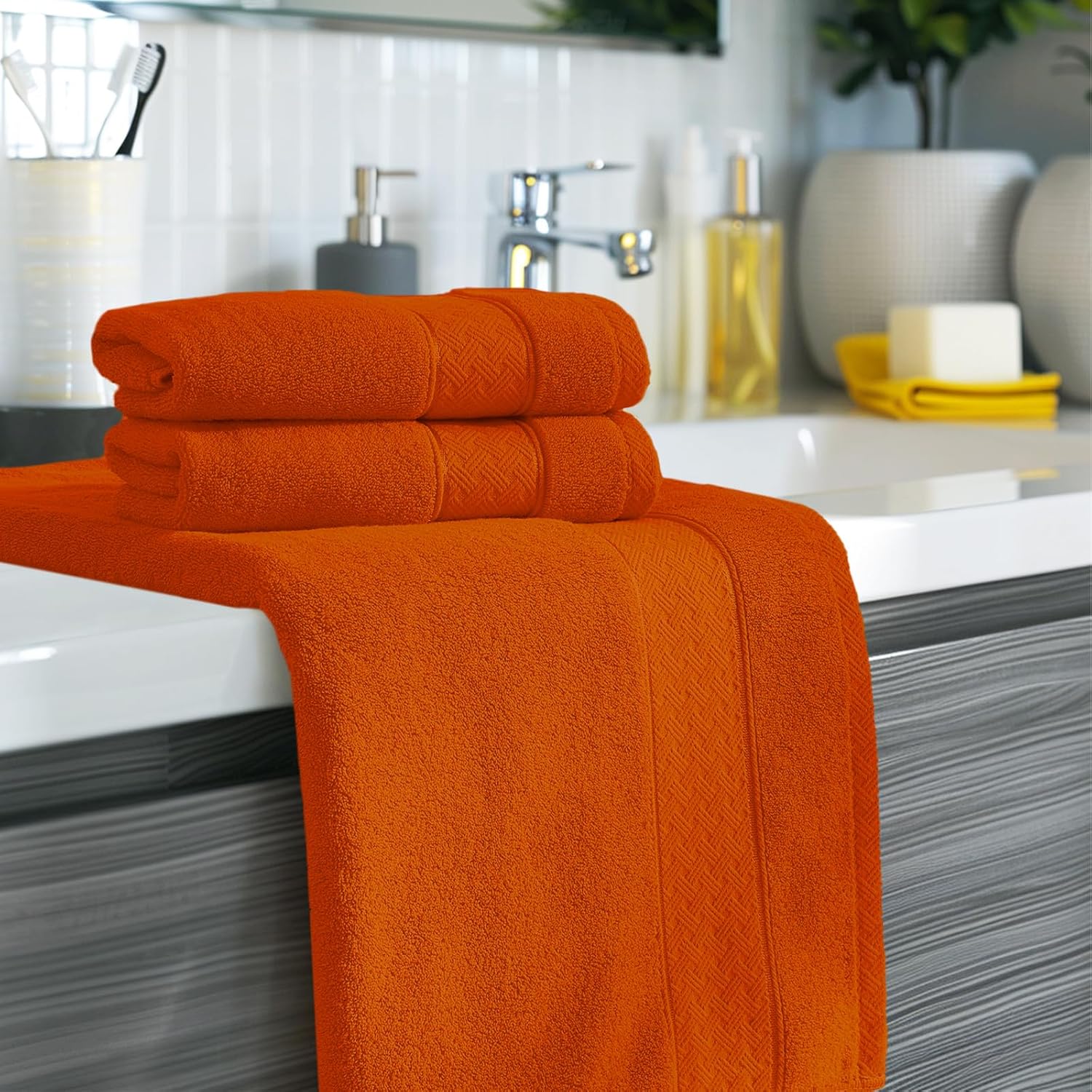 COZYART 6-Piece Orange Bath Towel Set