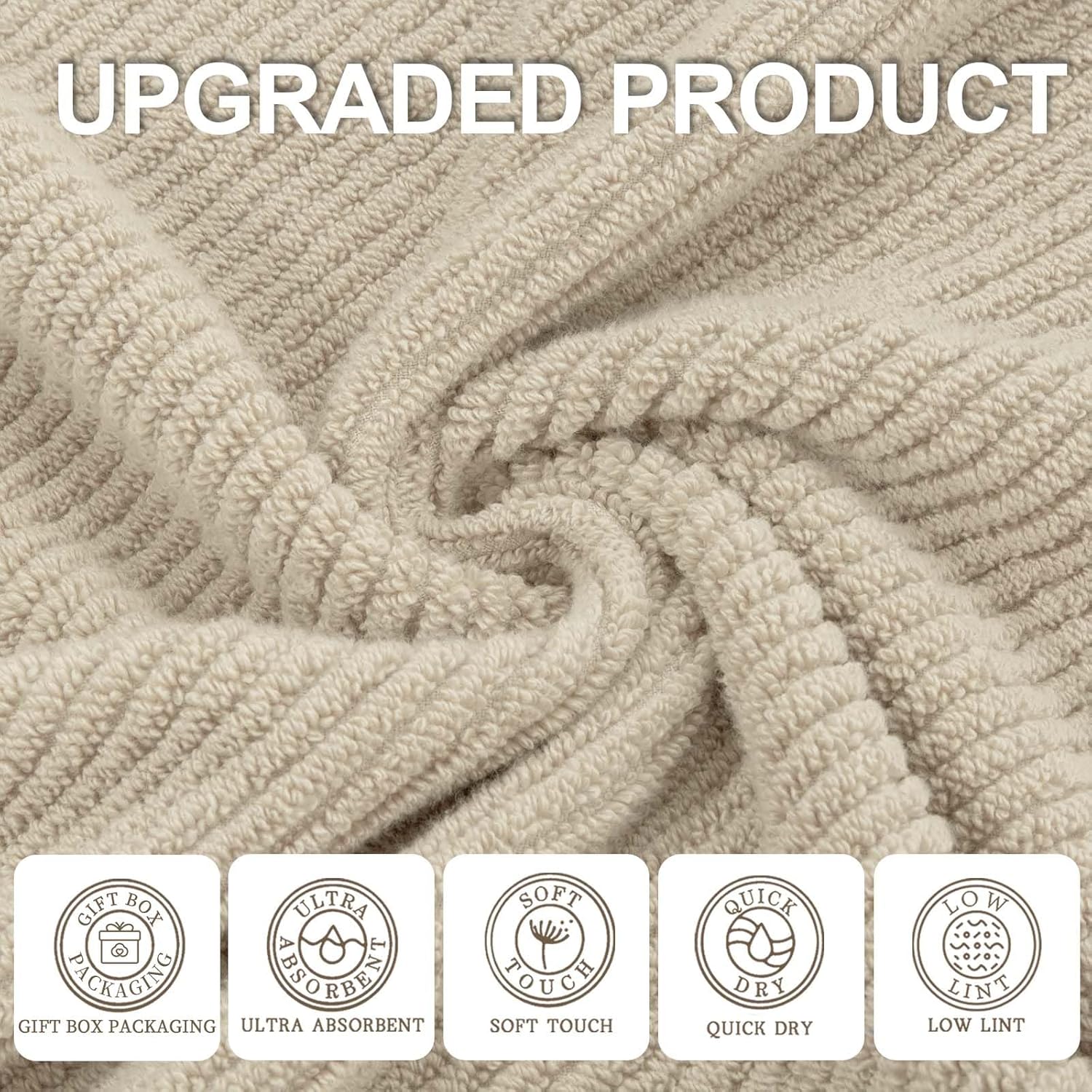 VOOVA MOVAS Bath Towel Set 4PCS 30x56 Inch