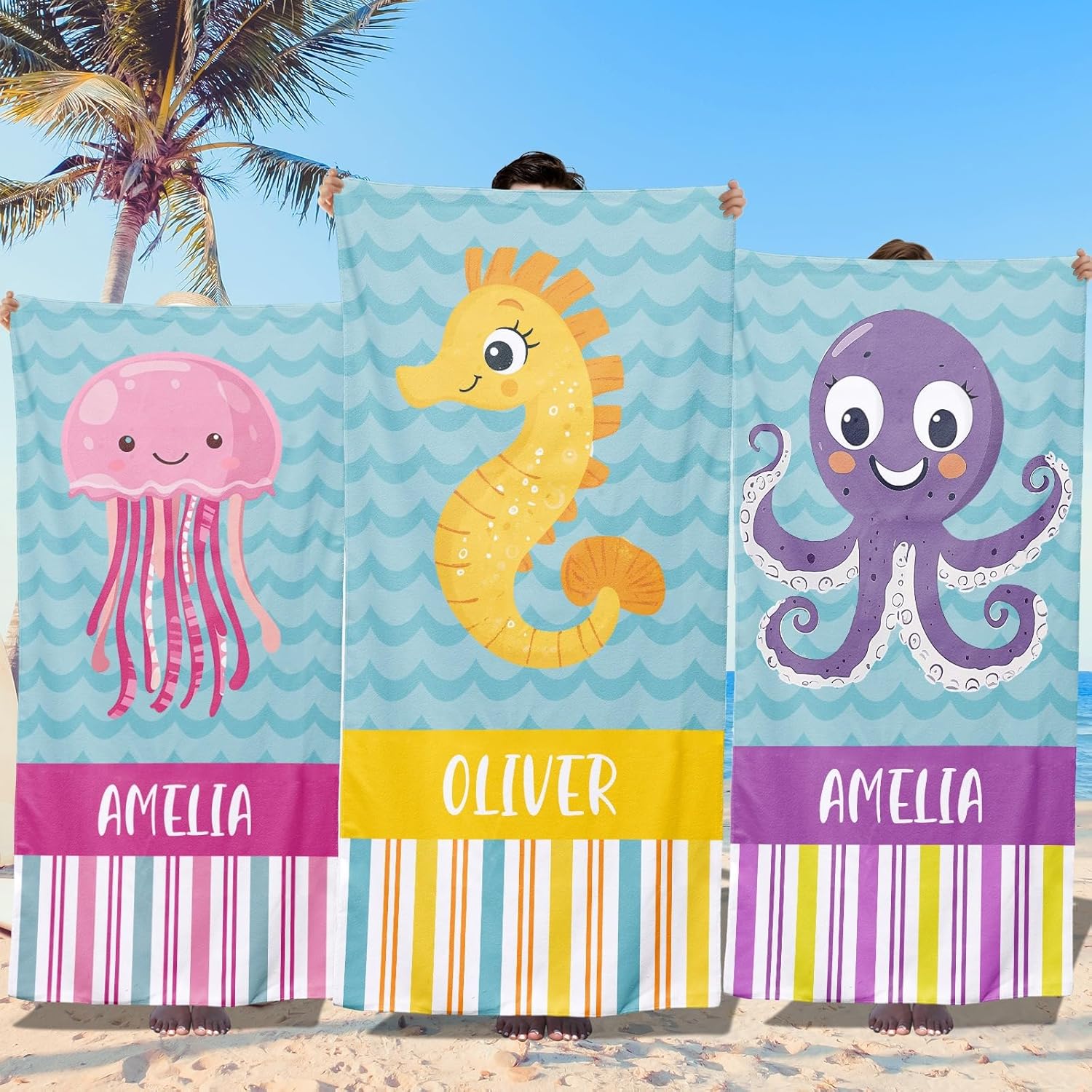 Custom Beach Towels with Names for Kids and Adults