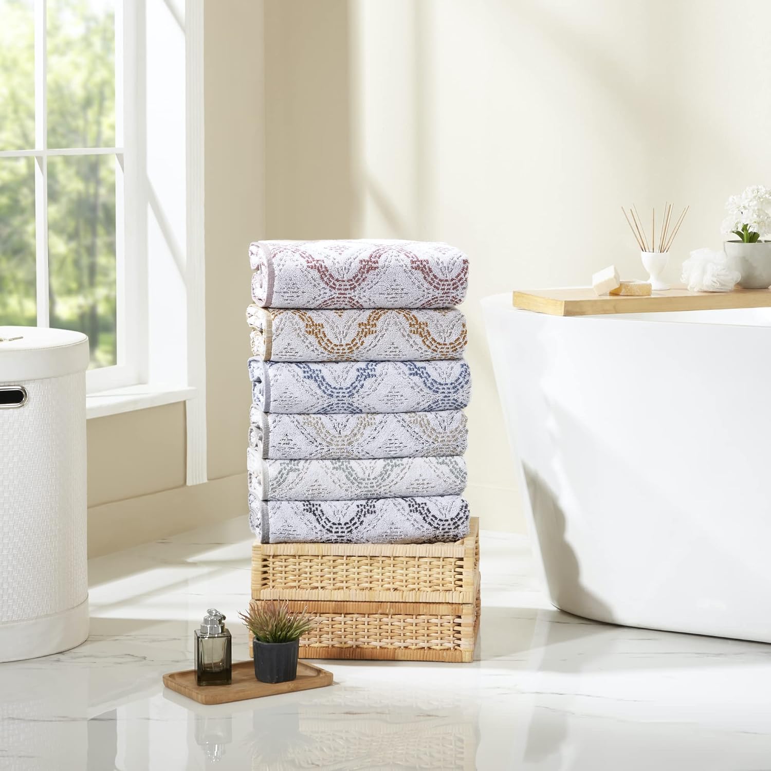 Modern Threads Capri 6-Piece Reversible Yarn Dyed Jacquard Towel Set - Coal
