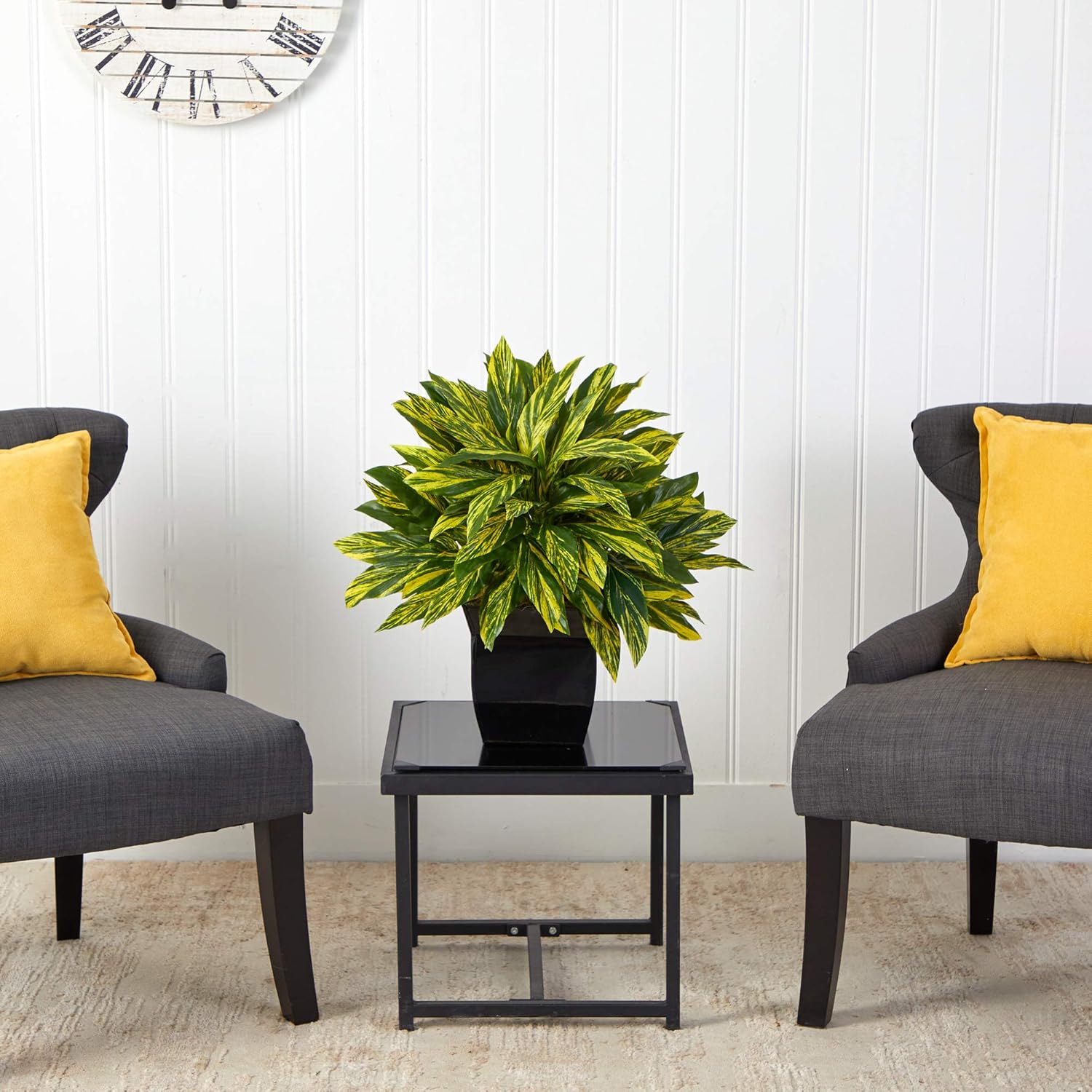Nearly Natural 18in Tradescantia Artificial Plant in Black Metal Planter