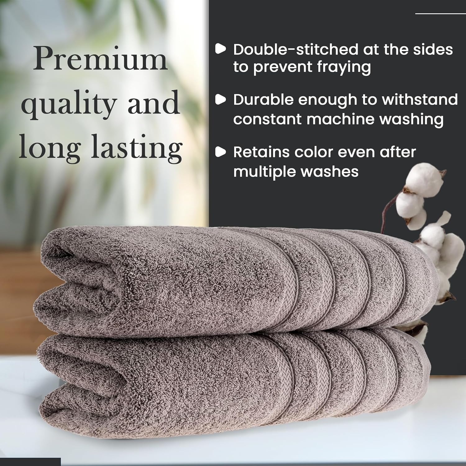 HALLEY Turkish 2 Pack Bath Towels - 650 GSM Soft Absorbent
