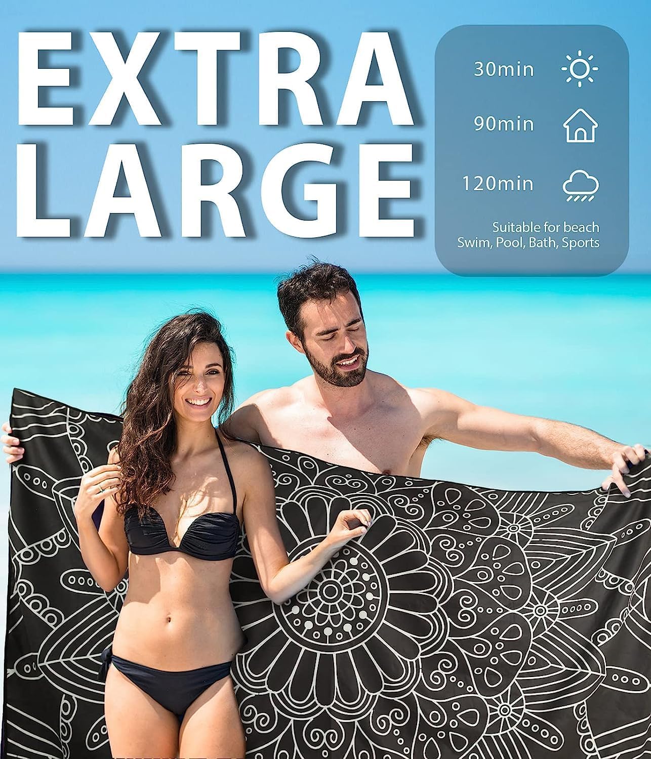 Margelife Sand Proof Microfiber Beach Towel for Adults