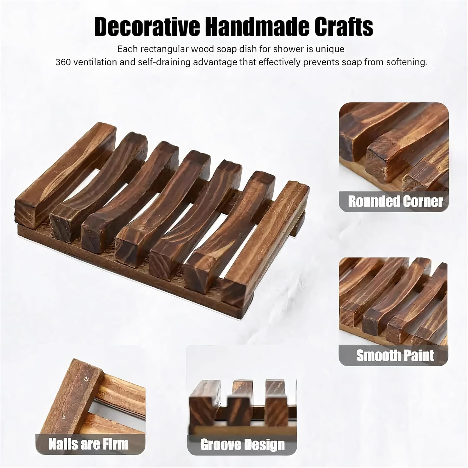 Herbvian 2 Pcs Wooden Soap Dish Holder