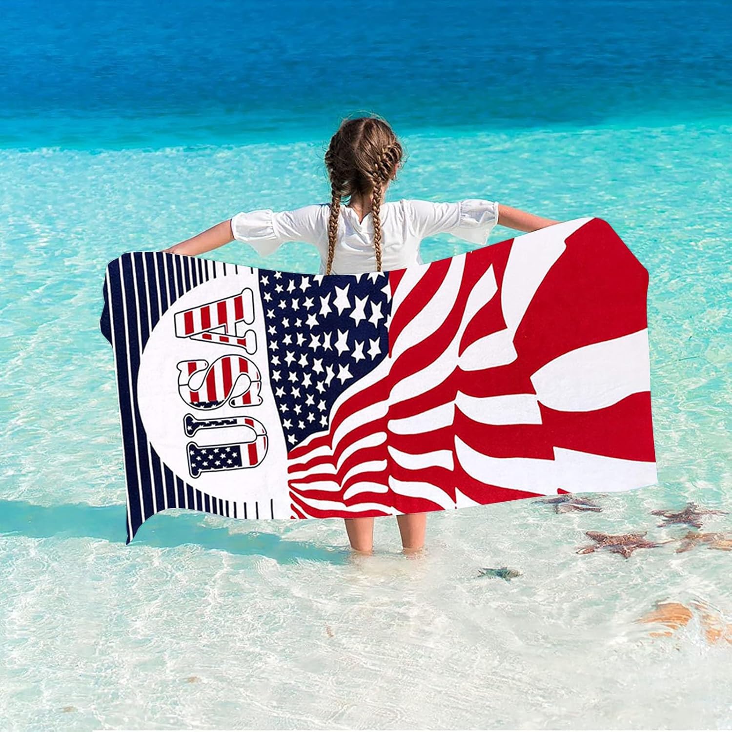 Lovskoo 4th of July Microfiber Beach Towel 27x55in