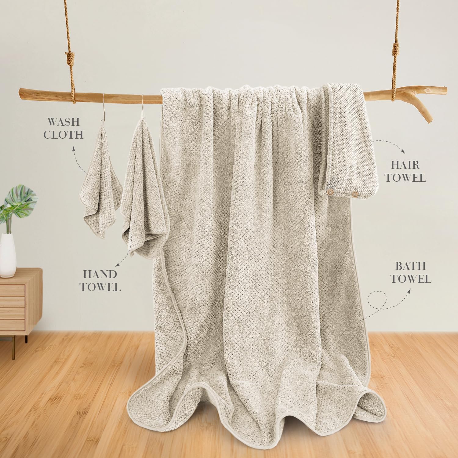 MaopaoBeauty 35x70 Extra Large Towel Set of 4