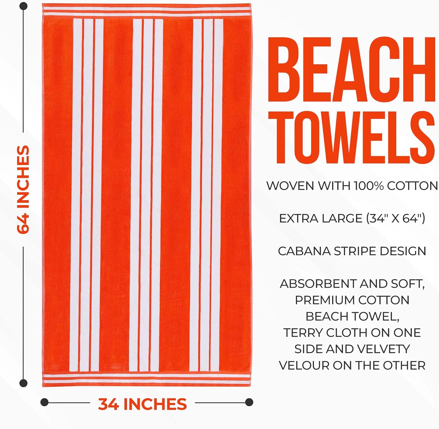 Superior Oversized Cotton Beach Towel Set of 2