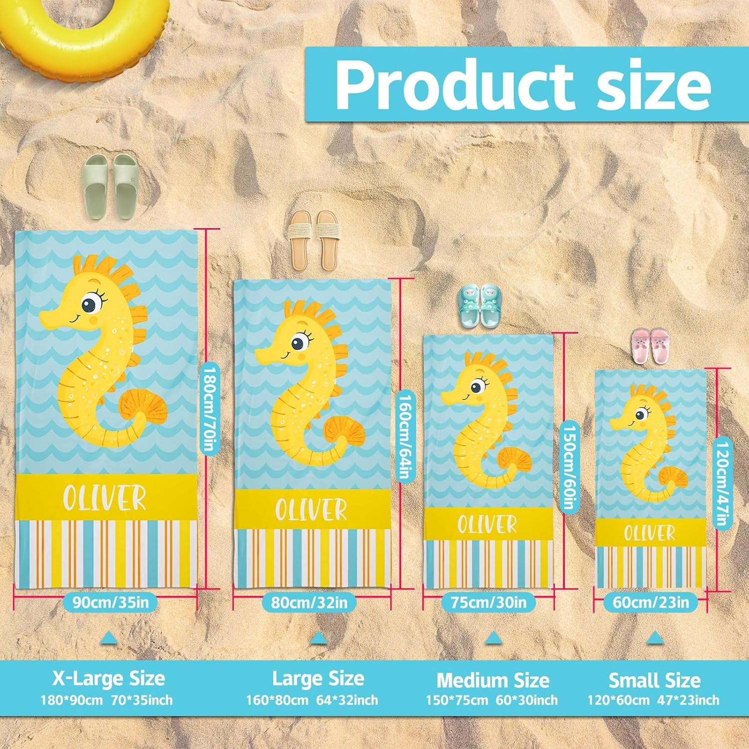 Custom Beach Towels with Names for Kids and Adults