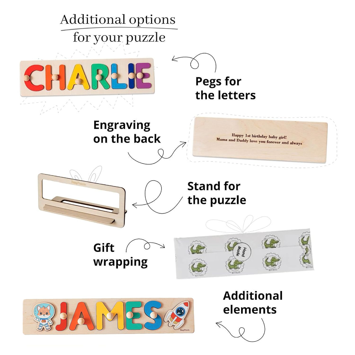 Personalized Wooden Name Puzzle with Rainbow Colors