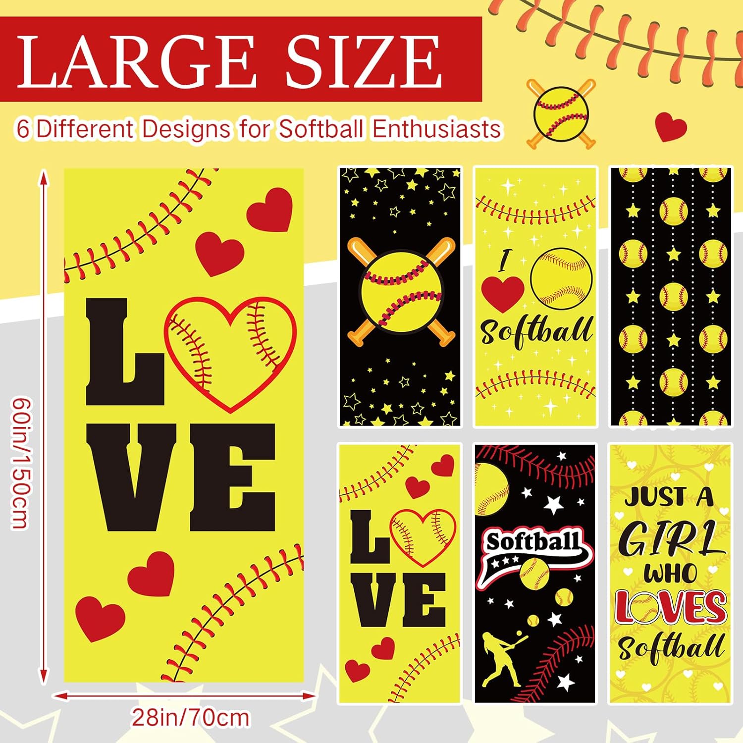 Moukeren 6 Pack Softball Beach Towels - Quick Drying Microfiber