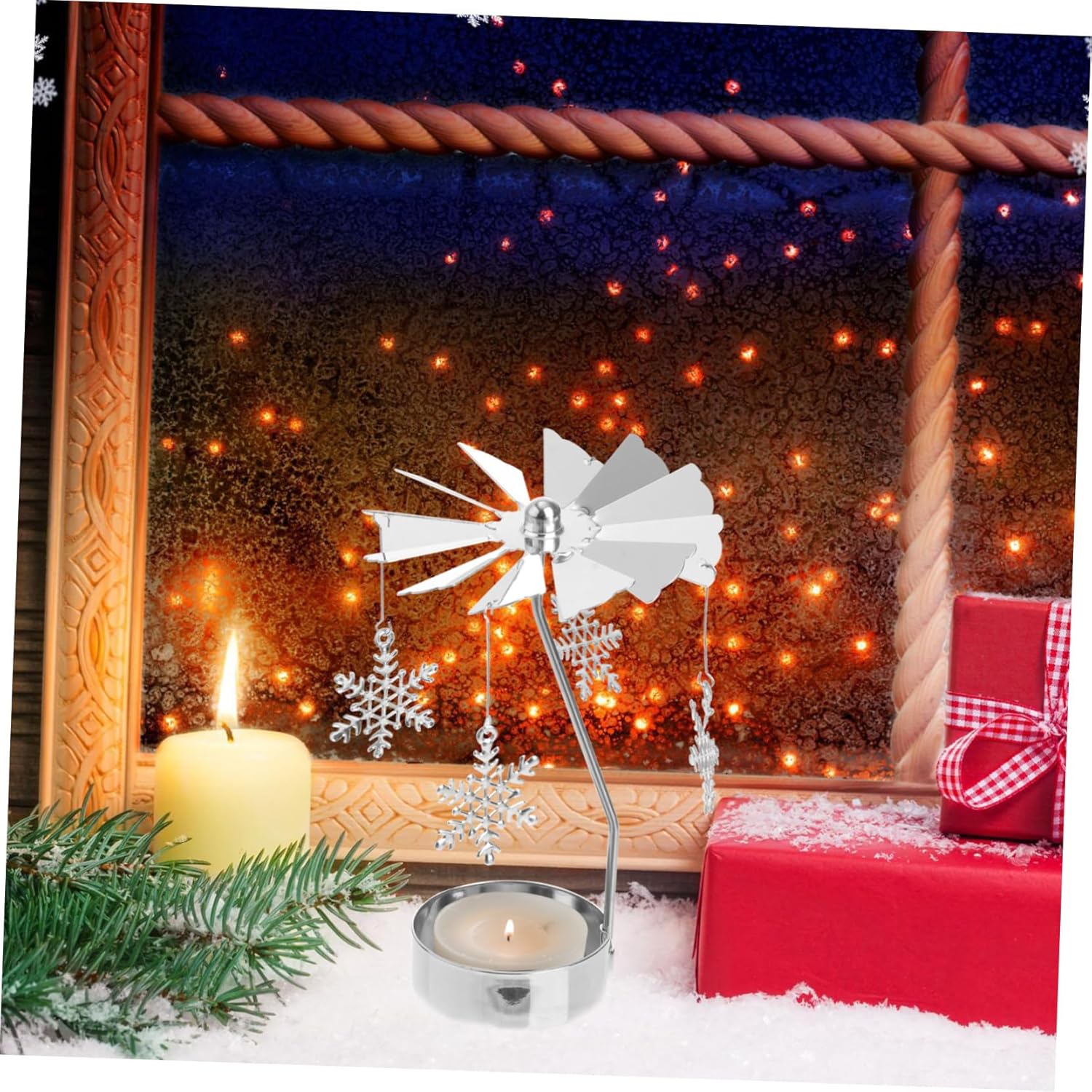 3Pcs Spinning Snowflake Candle Holder for Christmas