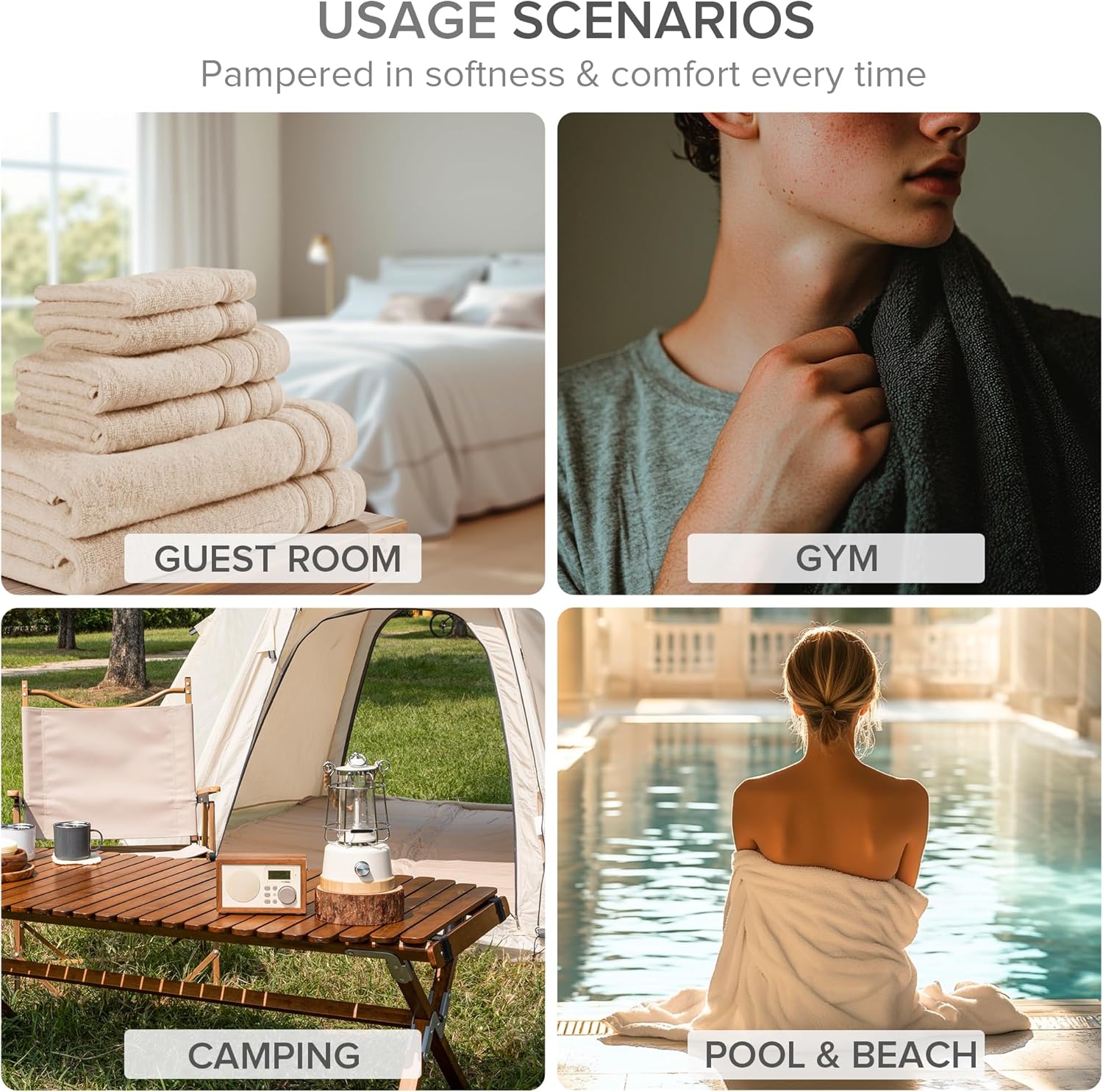Comfort Spaces Extra Large 4-Piece Bath Towel Set 30x60