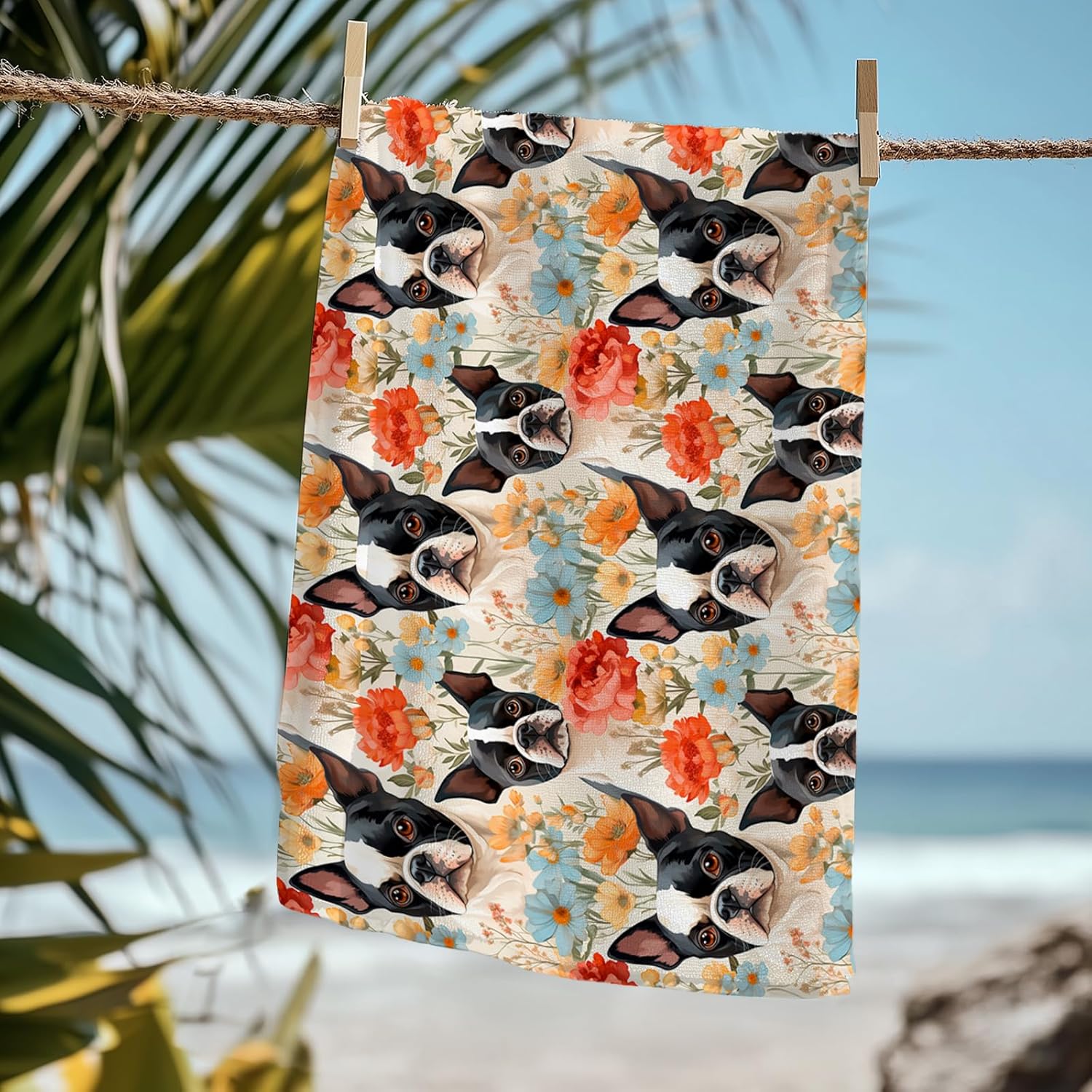 Cute French Bulldog Beach Towel - 60x30 Inches Microfiber 1