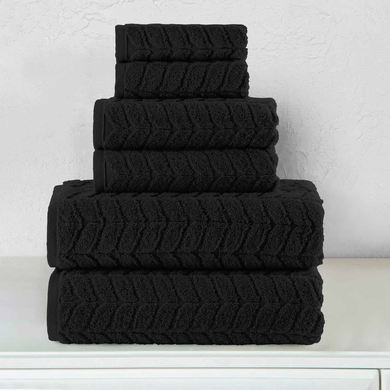Elegant Comfort 6-Piece Turkish Cotton Towel Set - Black